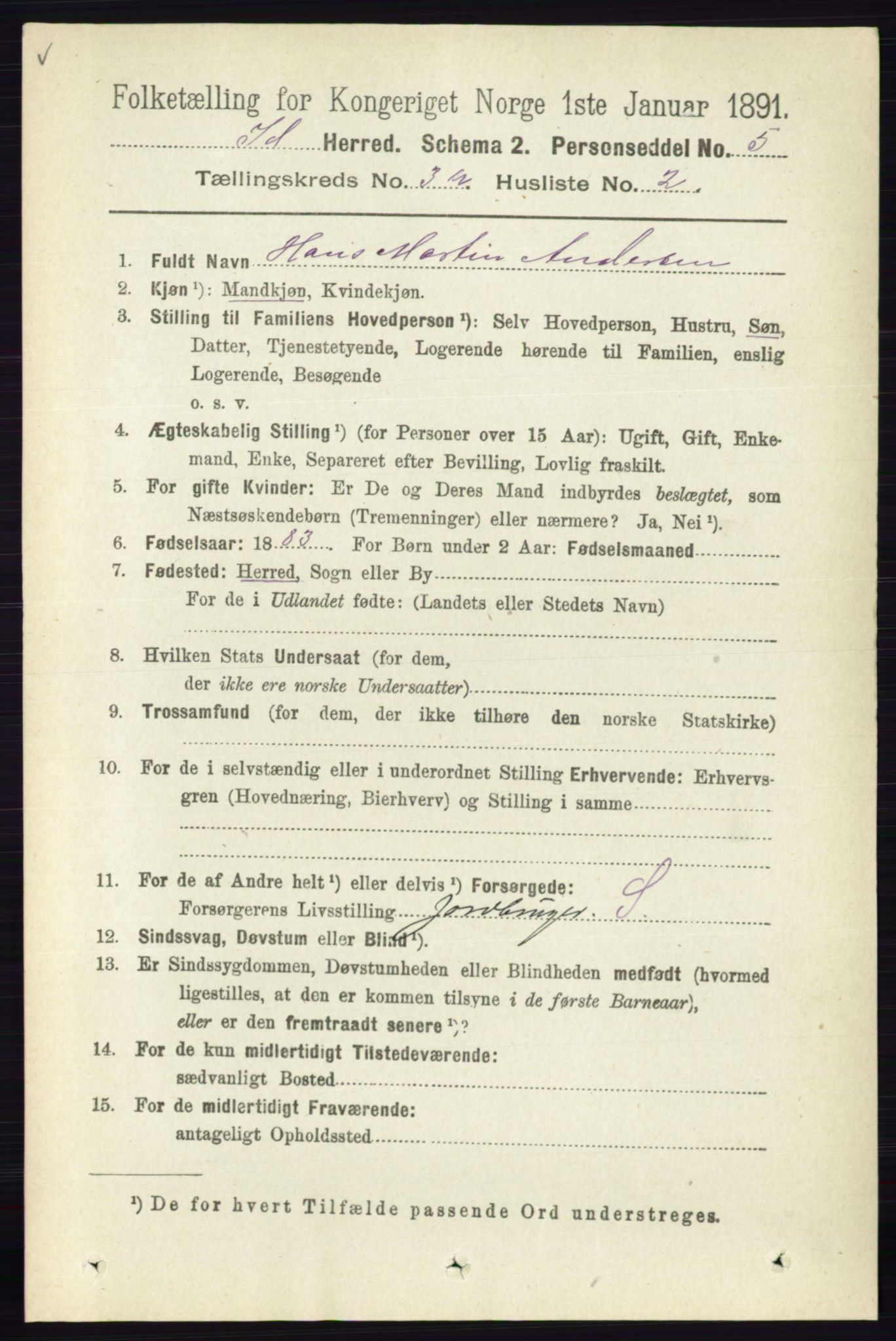 RA, 1891 census for 0117 Idd, 1891, p. 2154