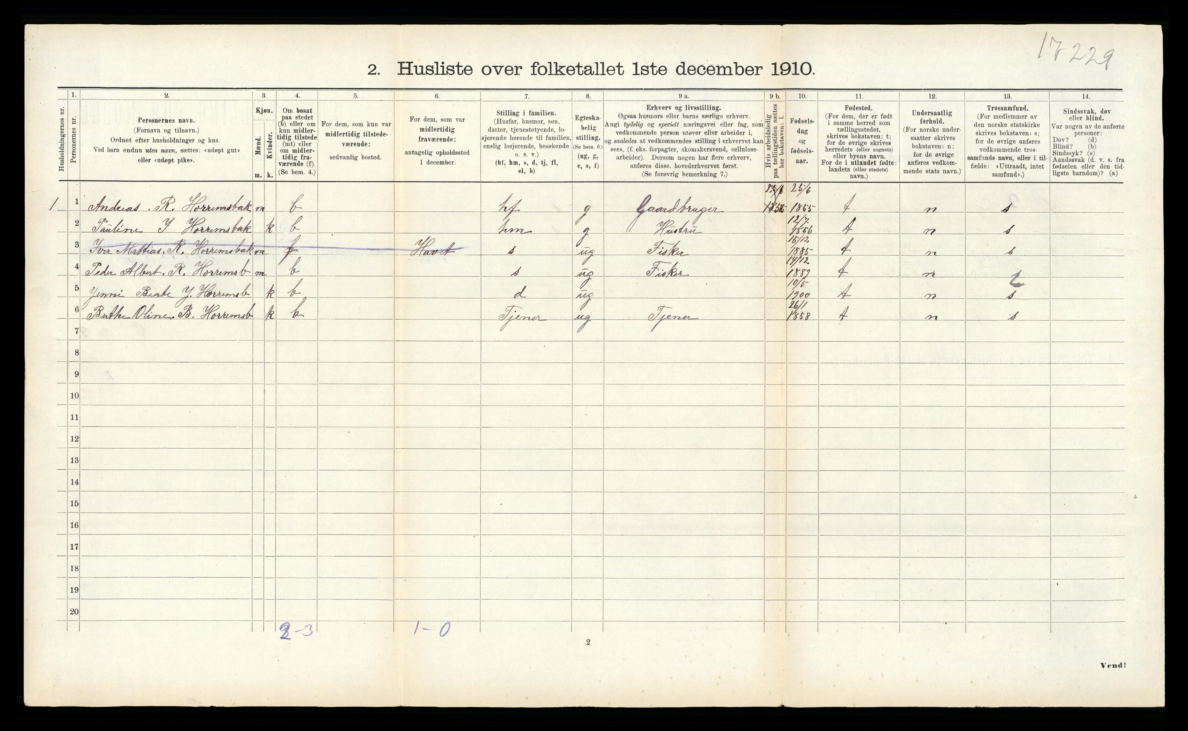 RA, 1910 census for Aukra, 1910, p. 123