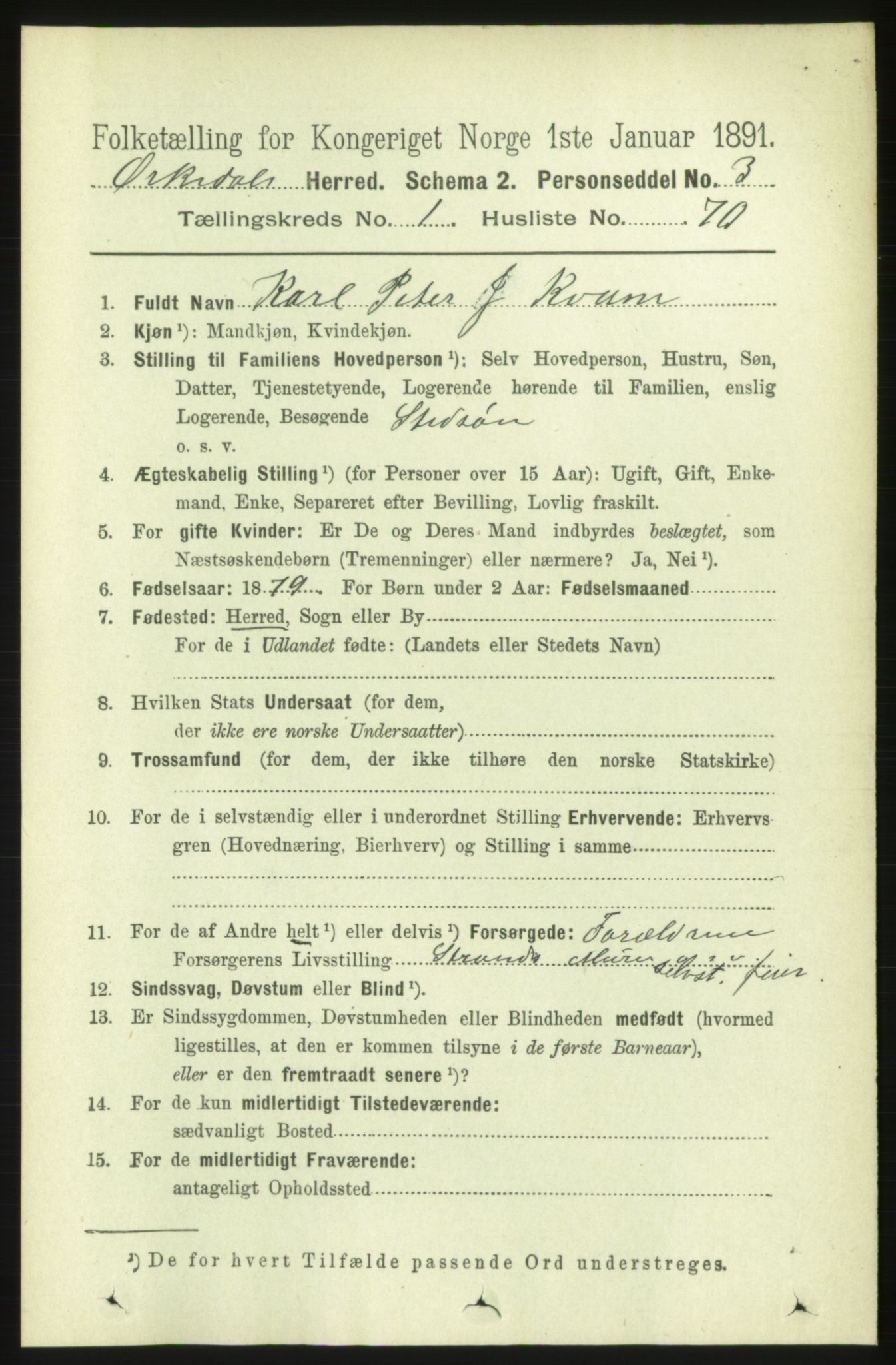 RA, 1891 census for 1638 Orkdal, 1891, p. 635