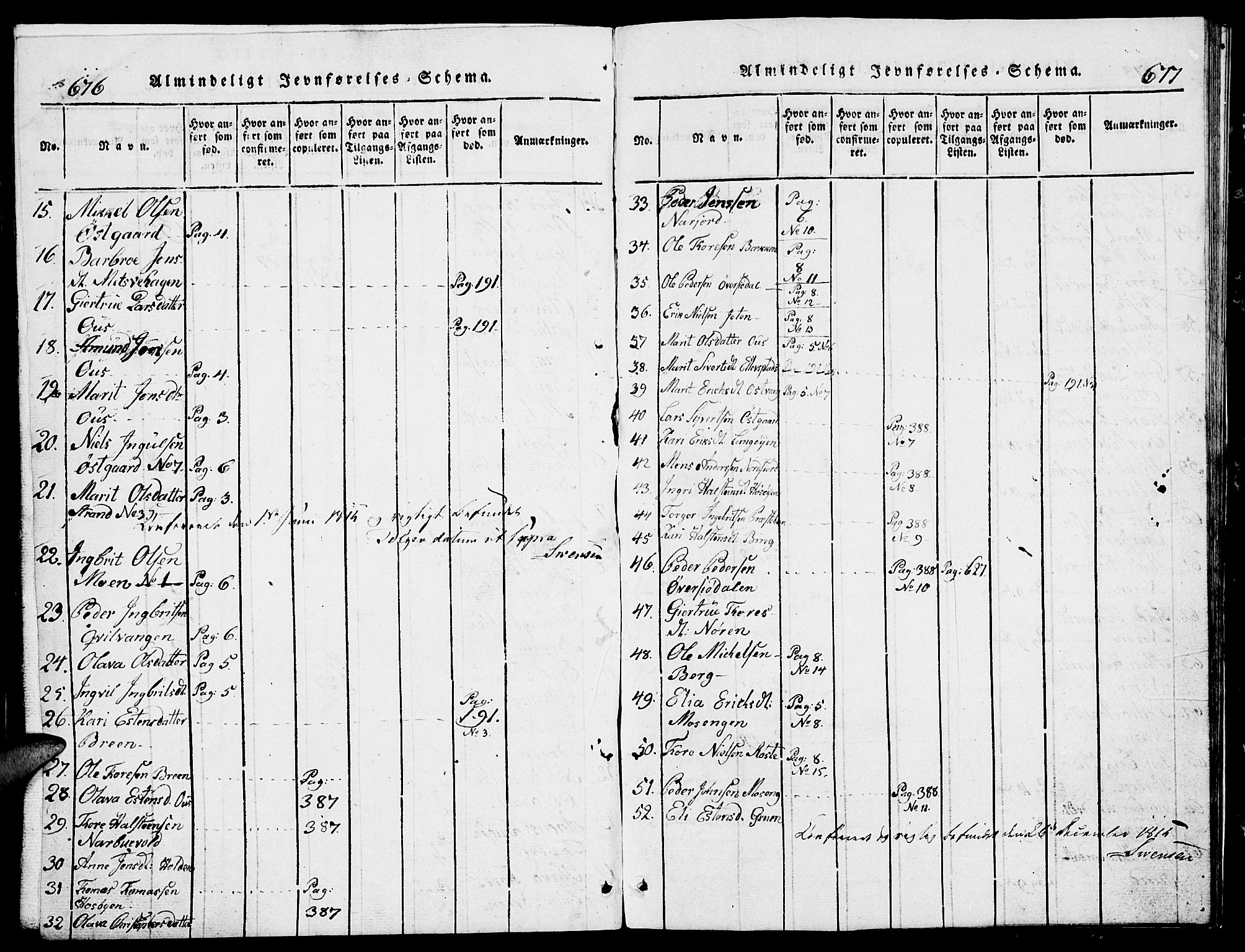 Tolga prestekontor, AV/SAH-PREST-062/L/L0002: Parish register (copy) no. 2, 1815-1844, p. 676-677