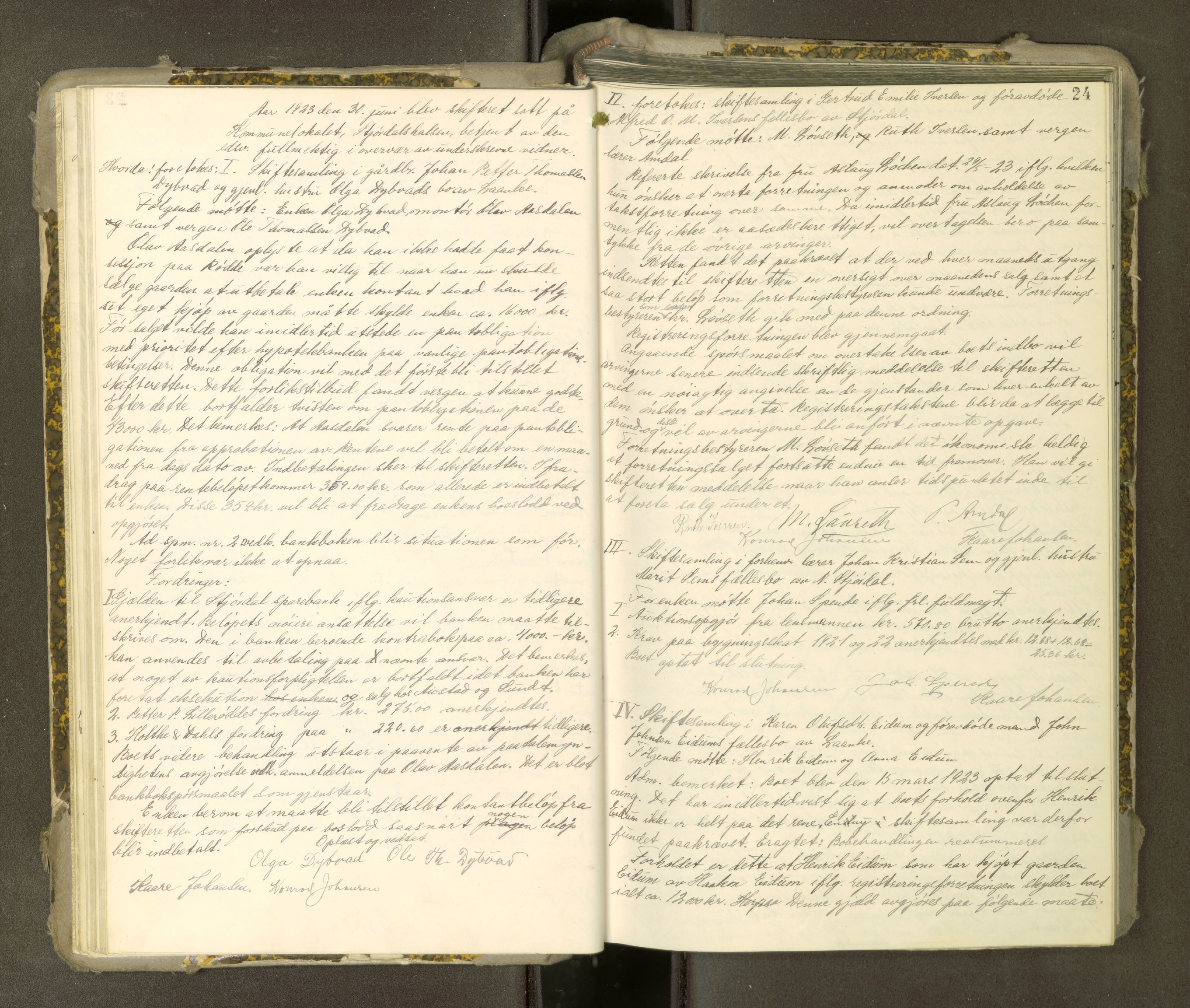 Stjør- og Verdal sorenskriveri, AV/SAT-A-4167/1/3/3B/L0014: Skifteforhandlingsprotokoll, 1922-1926, p. 24