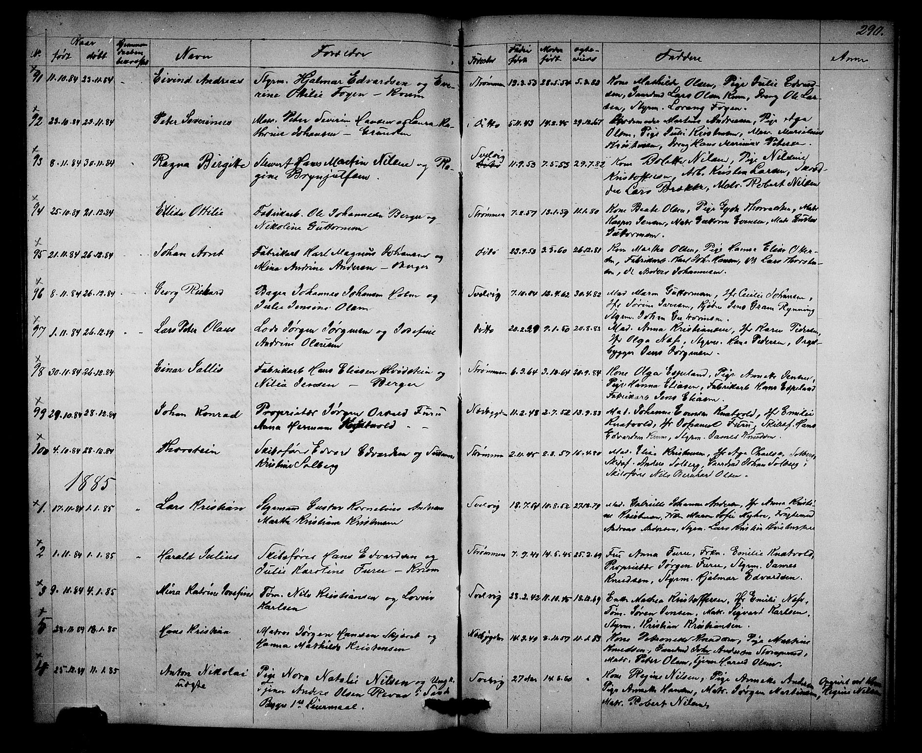 Strømm kirkebøker, SAKO/A-322/G/Ga/L0001: Parish register (copy) no. I 1, 1861-1885, p. 290