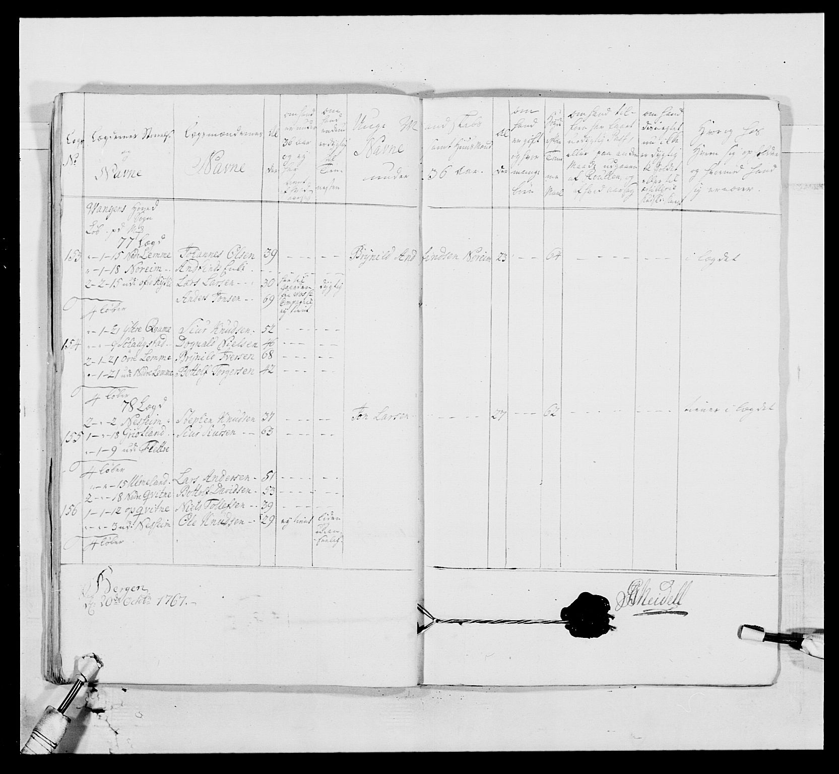 Kommanderende general (KG I) med Det norske krigsdirektorium, AV/RA-EA-5419/E/Ea/L0519: 1. Bergenhusiske regiment, 1767, p. 620