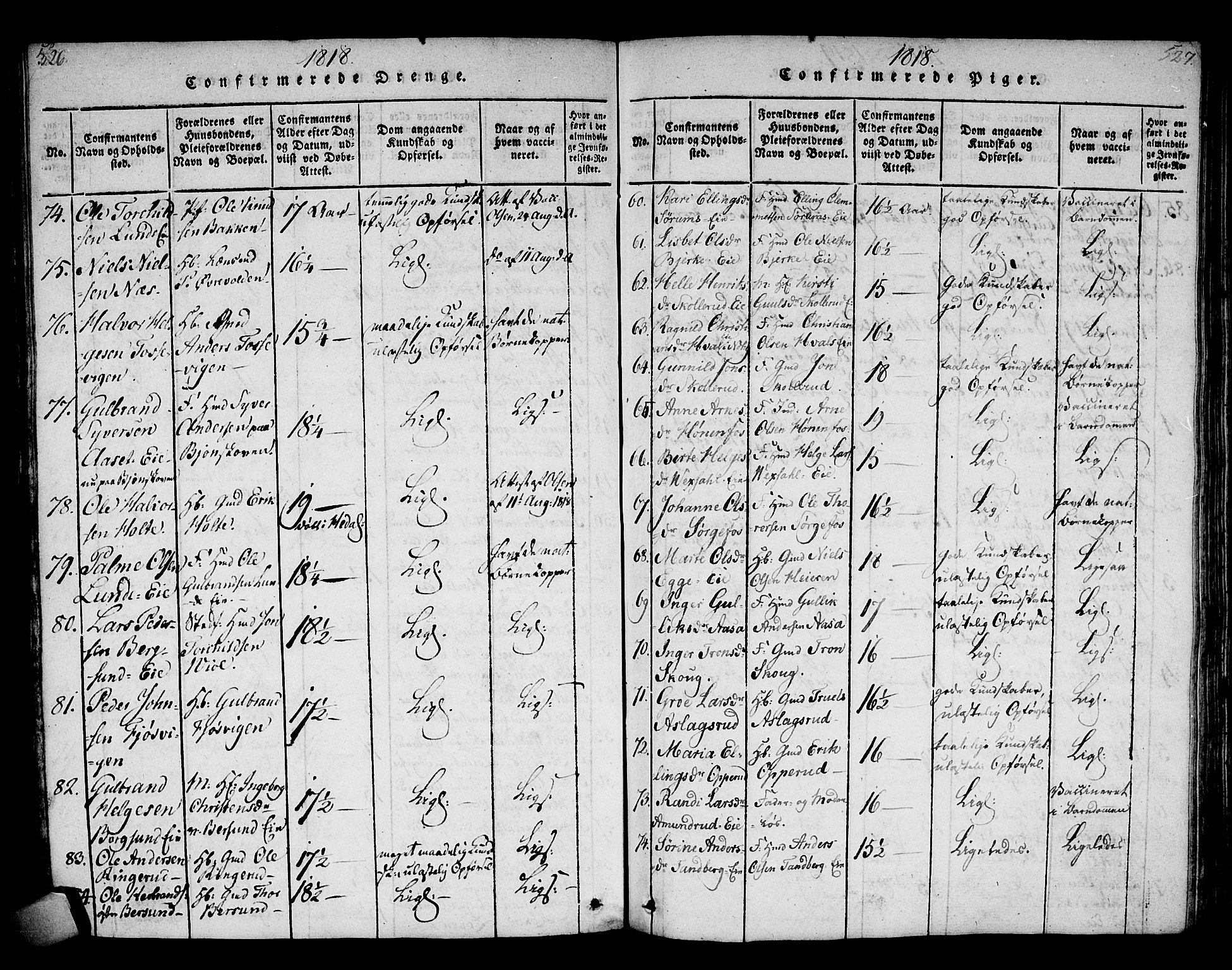 Norderhov kirkebøker, SAKO/A-237/F/Fa/L0008: Parish register (official) no. 8, 1814-1833, p. 526-527