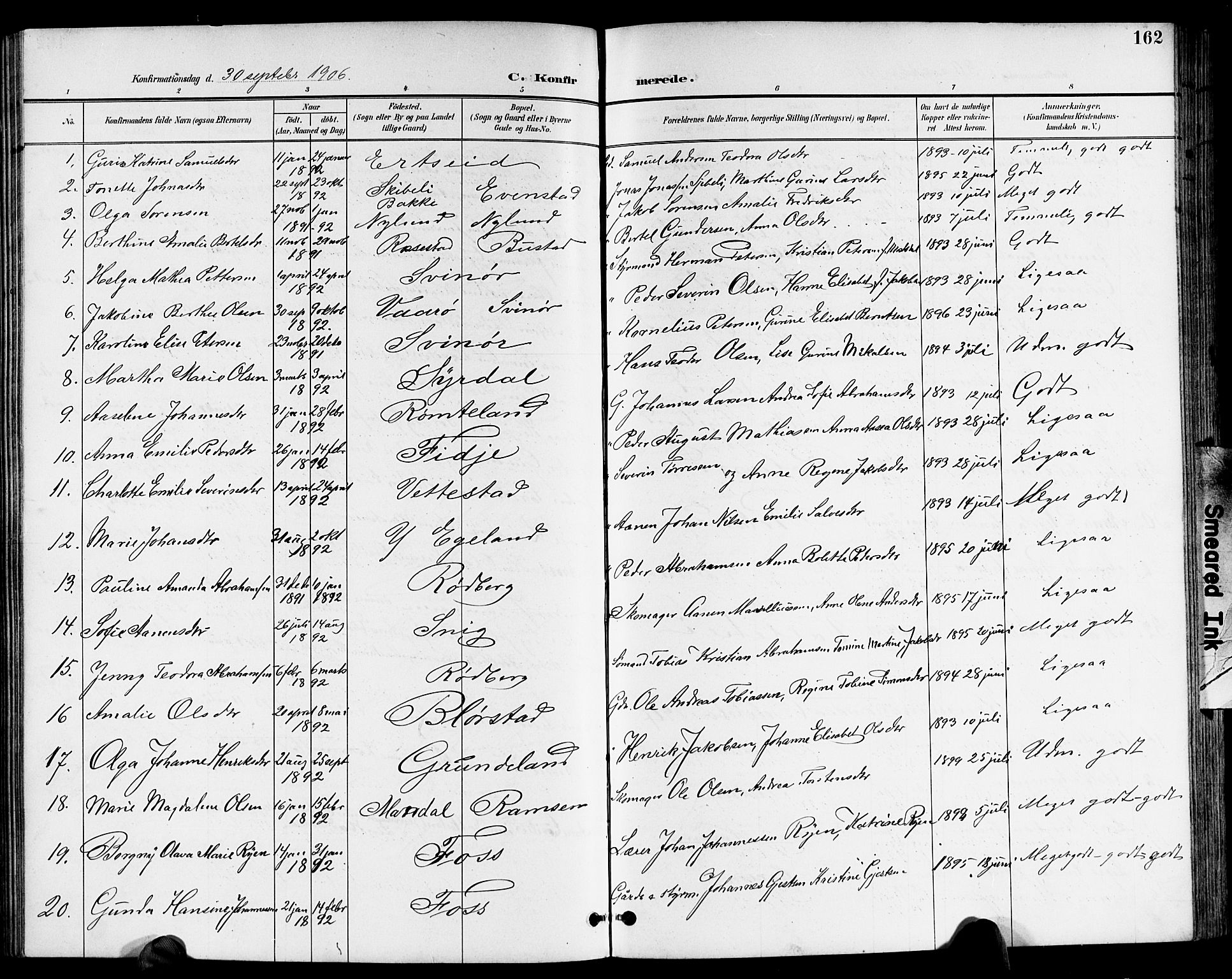 Sør-Audnedal sokneprestkontor, AV/SAK-1111-0039/F/Fb/Fbb/L0006: Parish register (copy) no. B 6, 1893-1915, p. 162