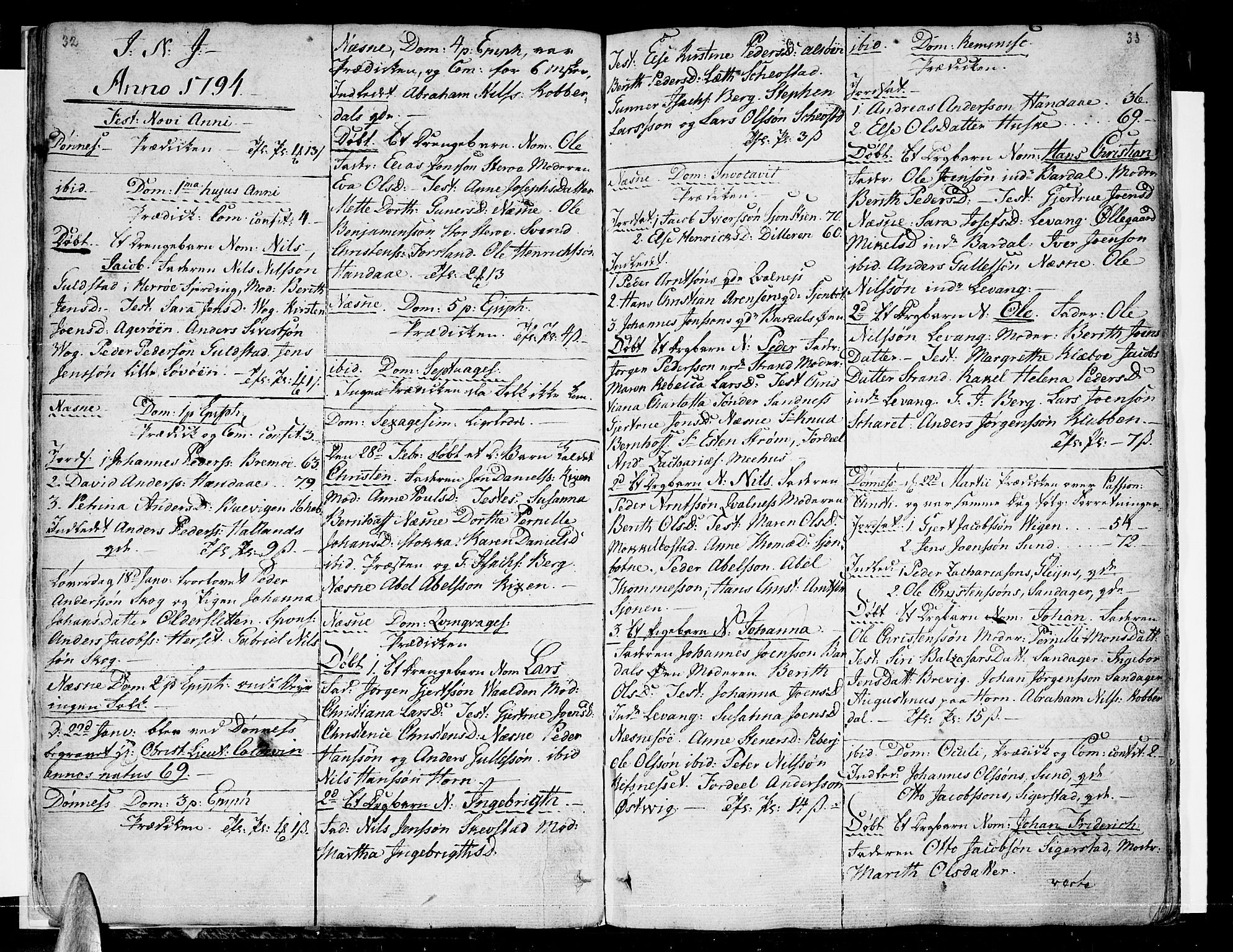 Ministerialprotokoller, klokkerbøker og fødselsregistre - Nordland, AV/SAT-A-1459/838/L0545: Parish register (official) no. 838A04, 1791-1820, p. 32-33
