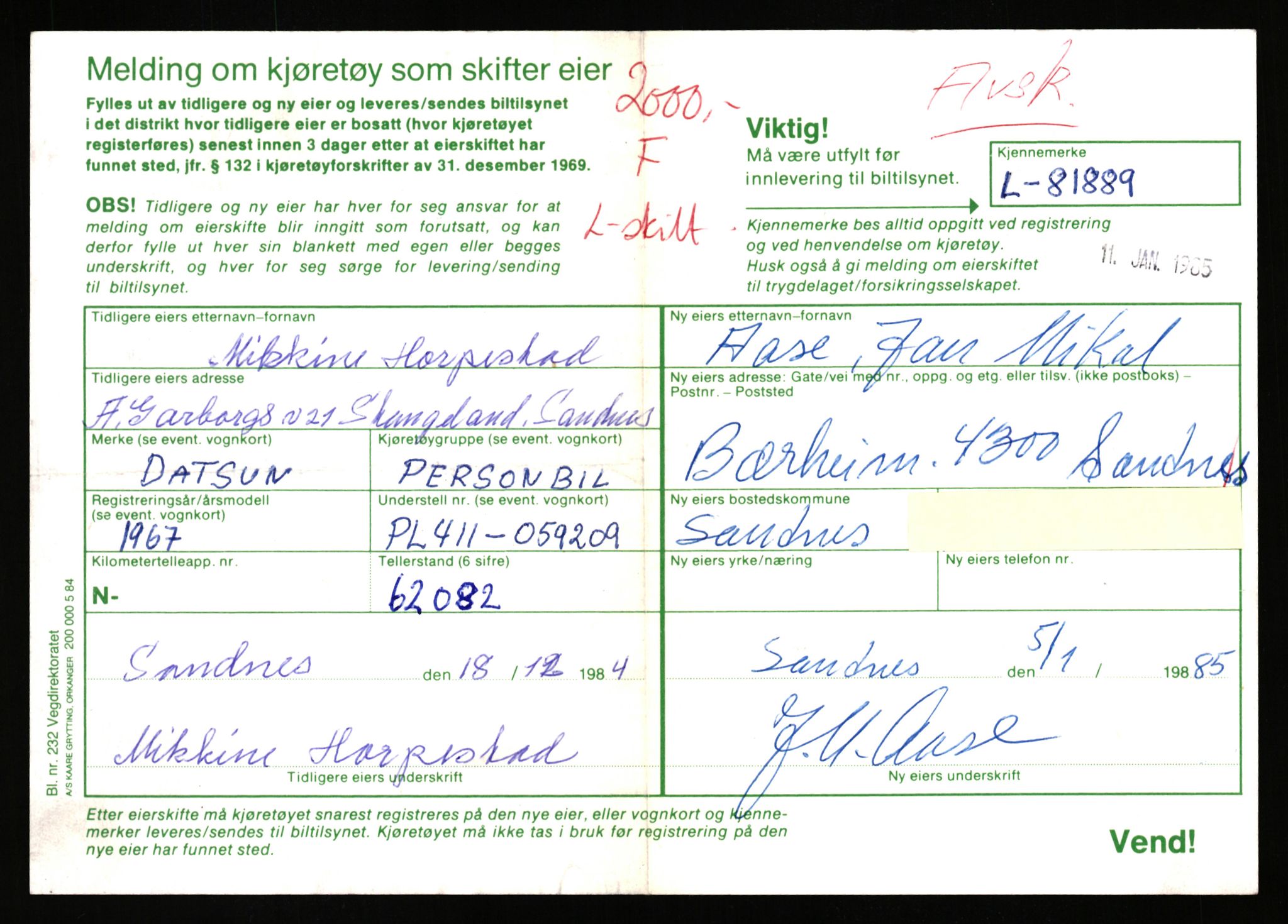 Stavanger trafikkstasjon, AV/SAST-A-101942/0/F/L0071: L-80500 - L-82199, 1930-1971, p. 2301