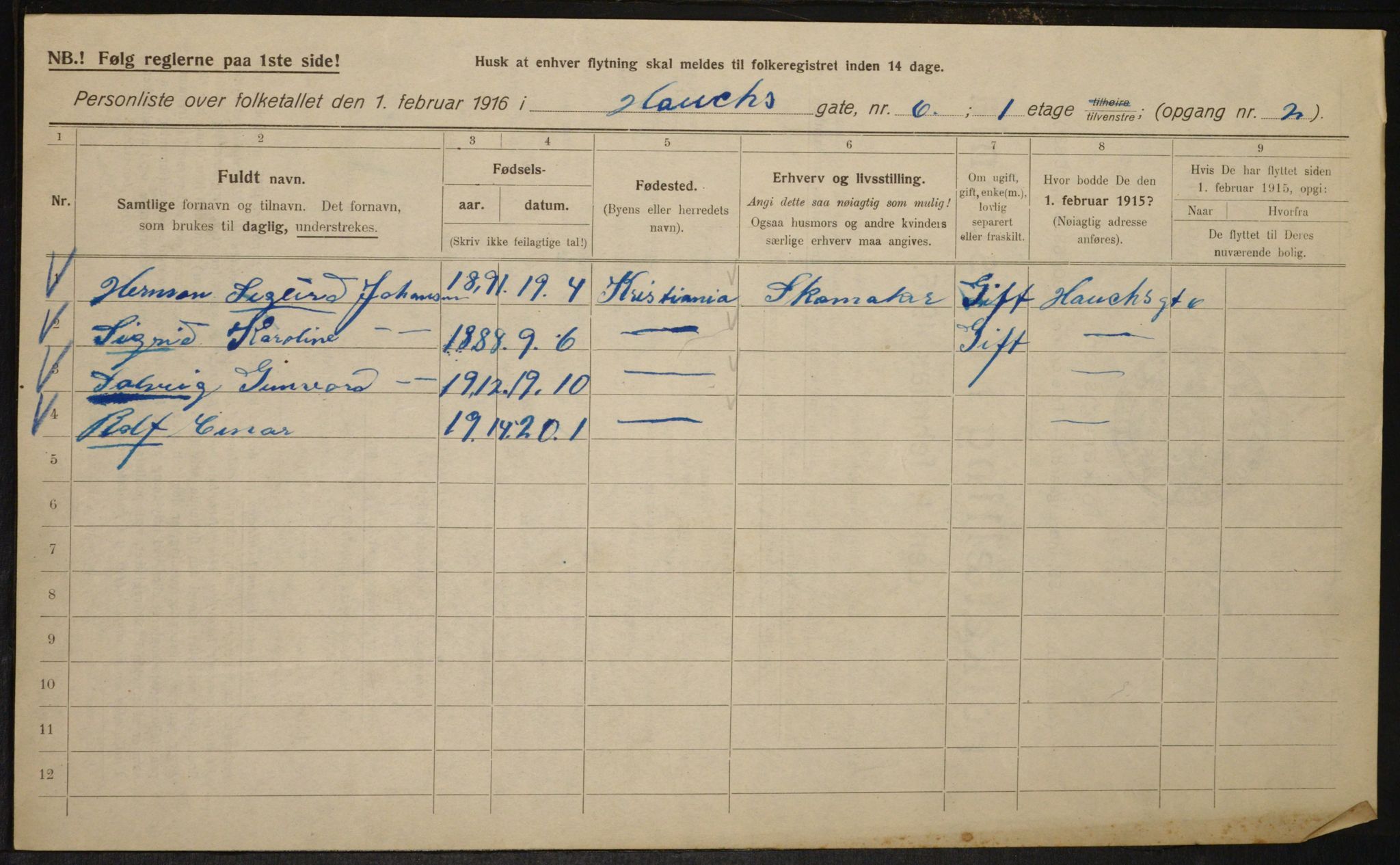 OBA, Municipal Census 1916 for Kristiania, 1916, p. 35780