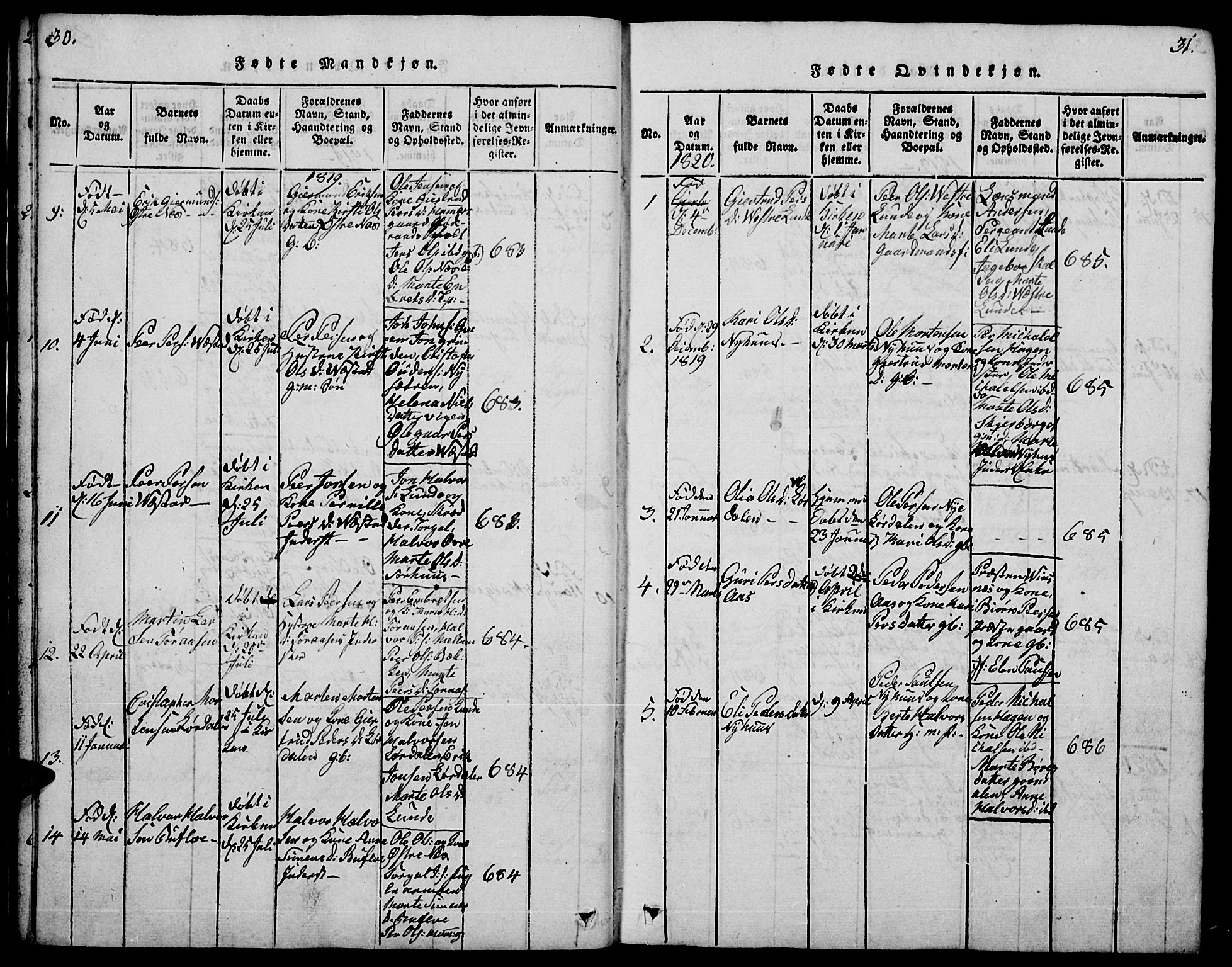 Trysil prestekontor, SAH/PREST-046/H/Ha/Hab/L0004: Parish register (copy) no. 4, 1814-1841, p. 30-31