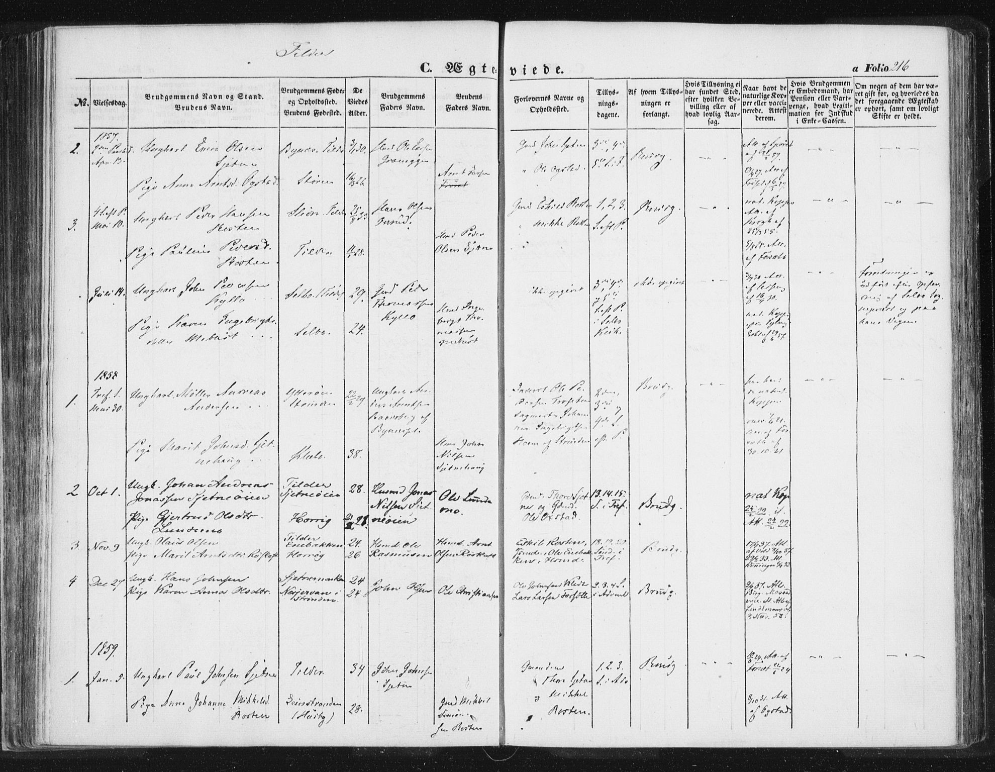 Ministerialprotokoller, klokkerbøker og fødselsregistre - Sør-Trøndelag, SAT/A-1456/618/L0441: Parish register (official) no. 618A05, 1843-1862, p. 216