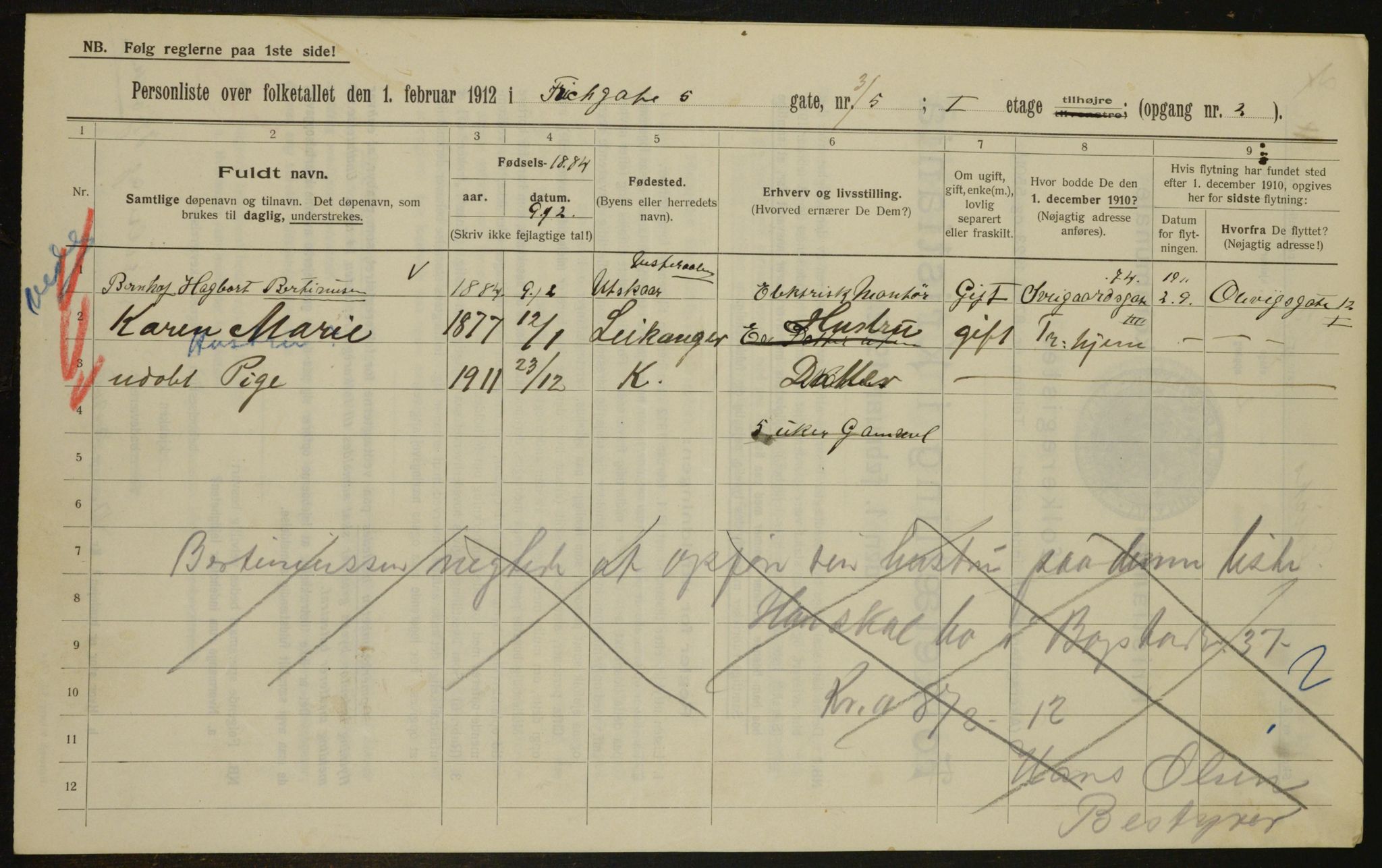 OBA, Municipal Census 1912 for Kristiania, 1912, p. 26691