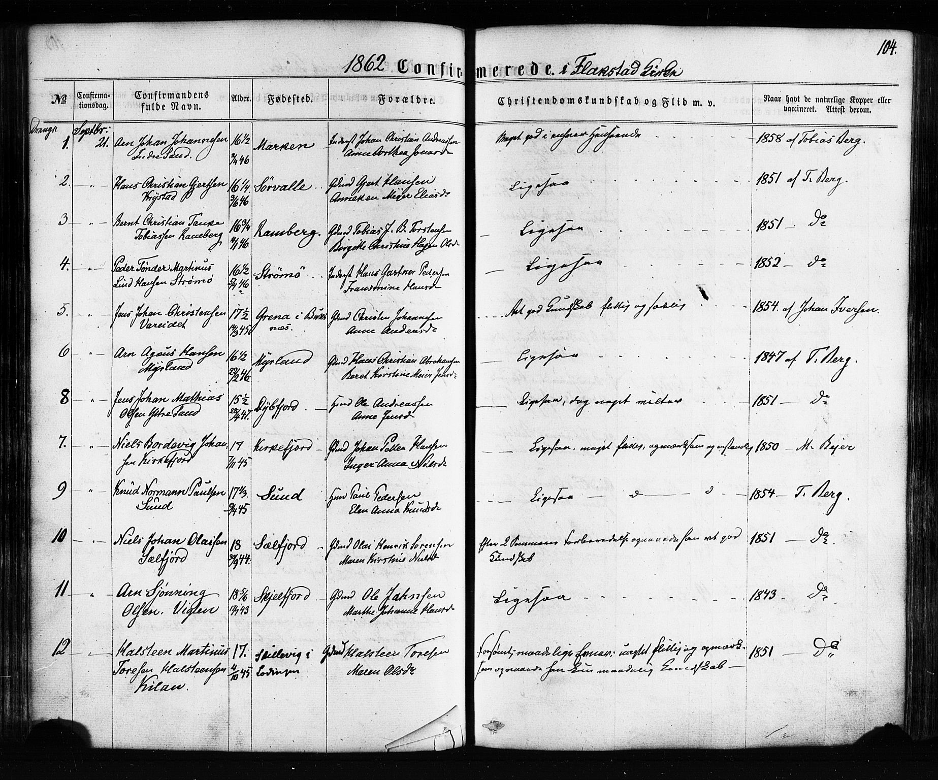 Ministerialprotokoller, klokkerbøker og fødselsregistre - Nordland, AV/SAT-A-1459/885/L1203: Parish register (official) no. 885A04, 1859-1877, p. 104