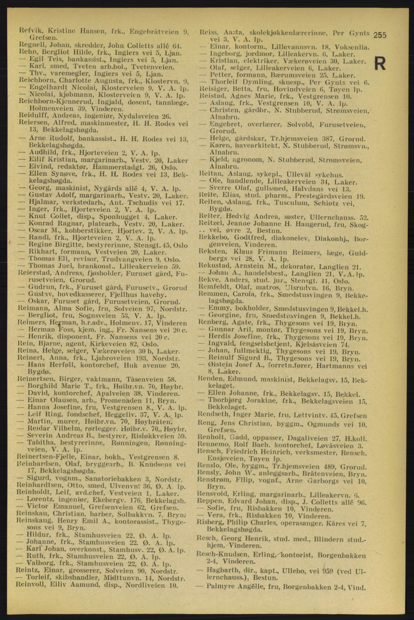 Aker adressebok/adressekalender, PUBL/001/A/005: Aker adressebok, 1934-1935, p. 255