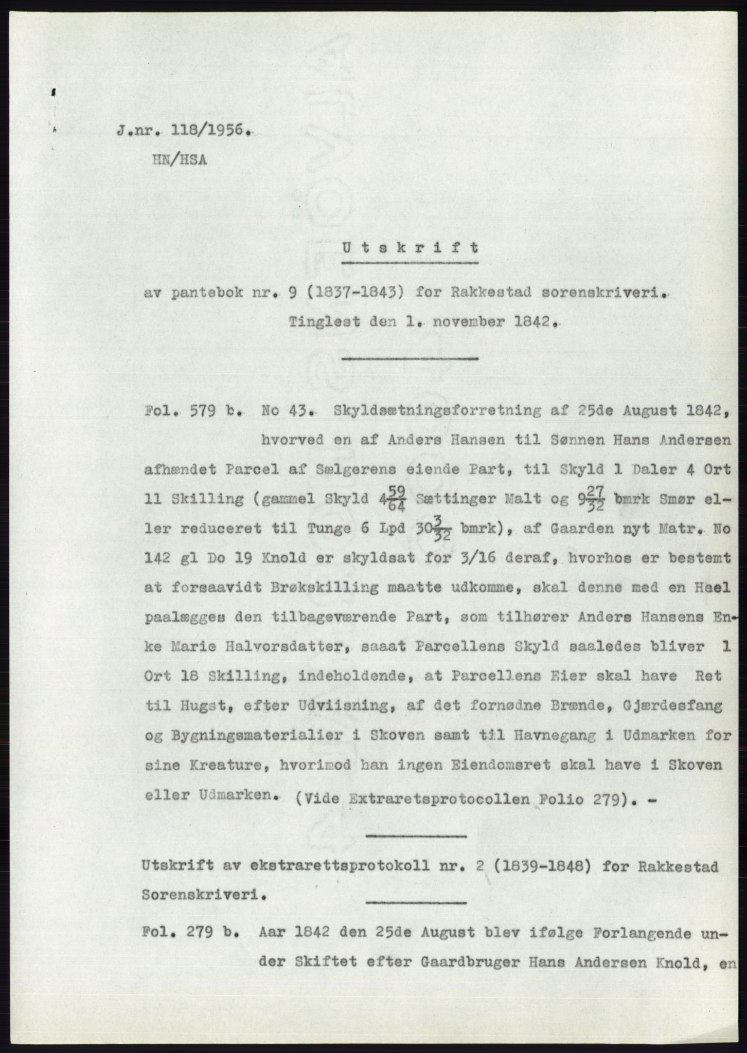 Statsarkivet i Oslo, SAO/A-10621/Z/Zd/L0004: Avskrifter, j.nr 1-797/1956, 1956, p. 84