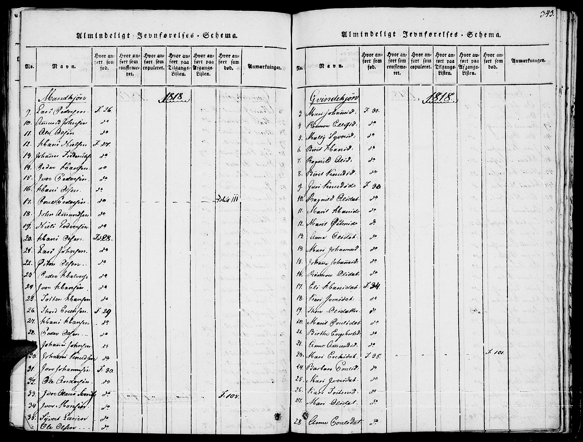 Fron prestekontor, AV/SAH-PREST-078/H/Ha/Haa/L0002: Parish register (official) no. 2, 1816-1827, p. 343