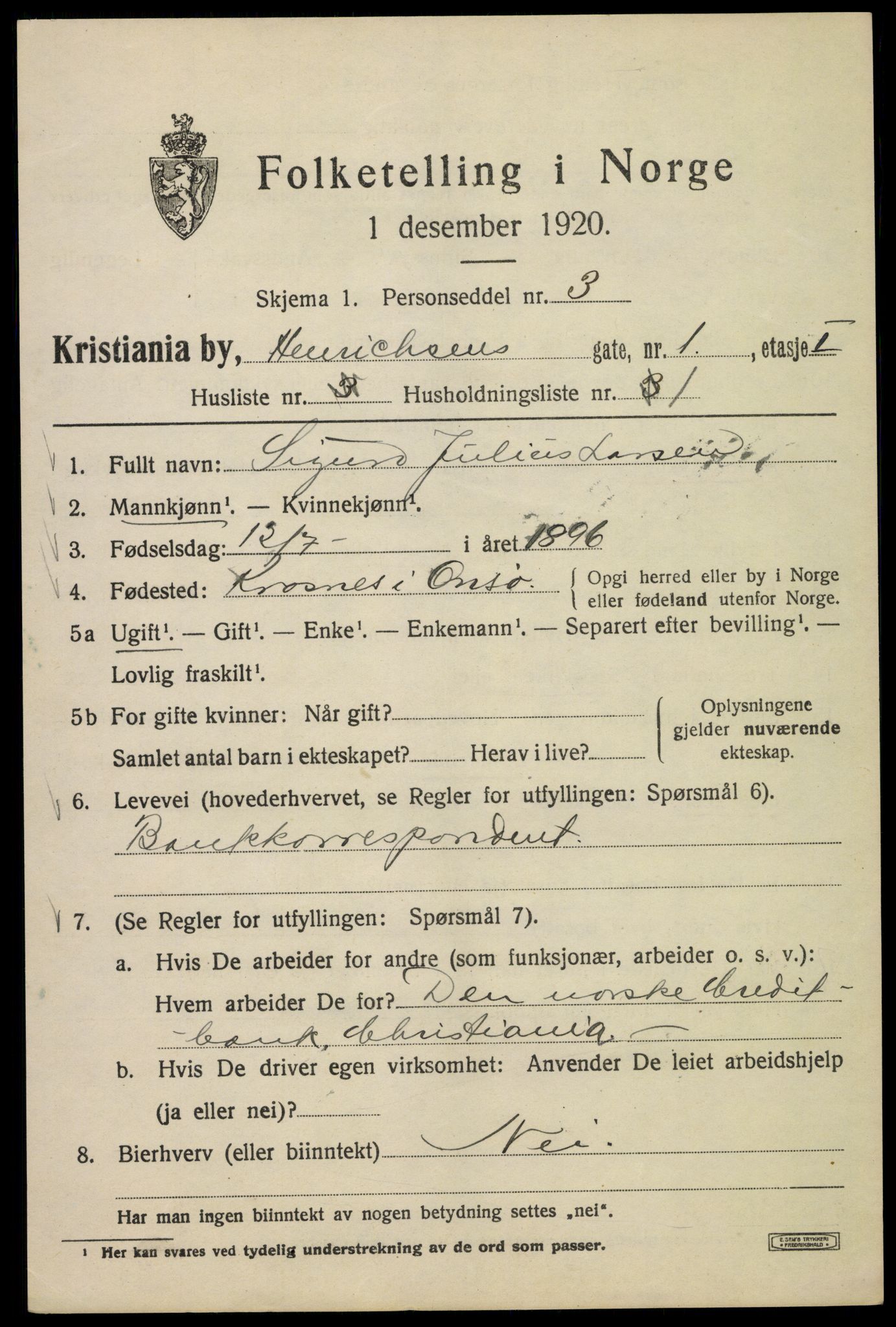 SAO, 1920 census for Kristiania, 1920, p. 286607