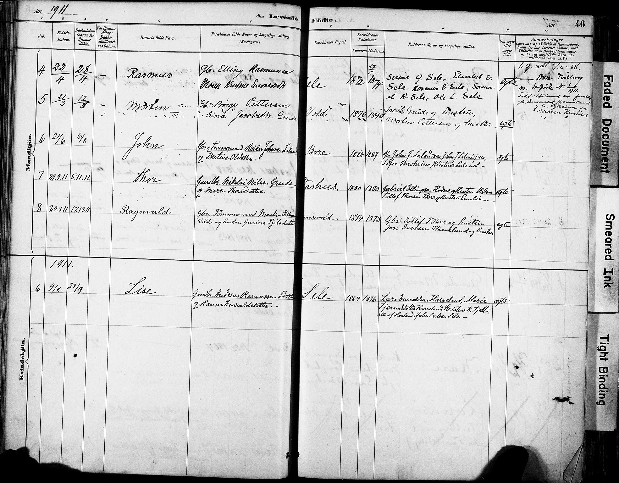 Klepp sokneprestkontor, SAST/A-101803/001/3/30BA/L0008: Parish register (official) no. A 9, 1886-1919, p. 46
