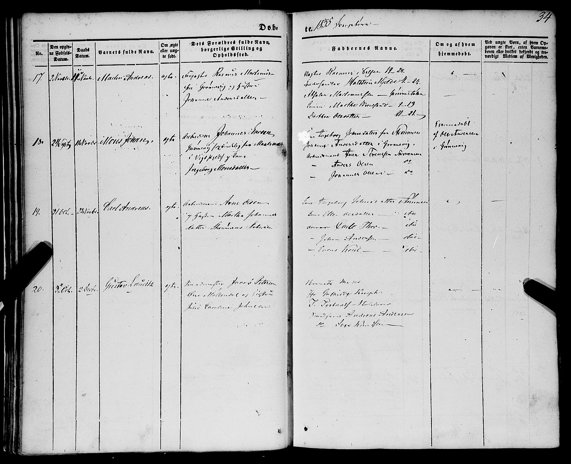 St. Jørgens hospital og Årstad sokneprestembete, AV/SAB-A-99934: Parish register (official) no. A 4, 1844-1863, p. 34