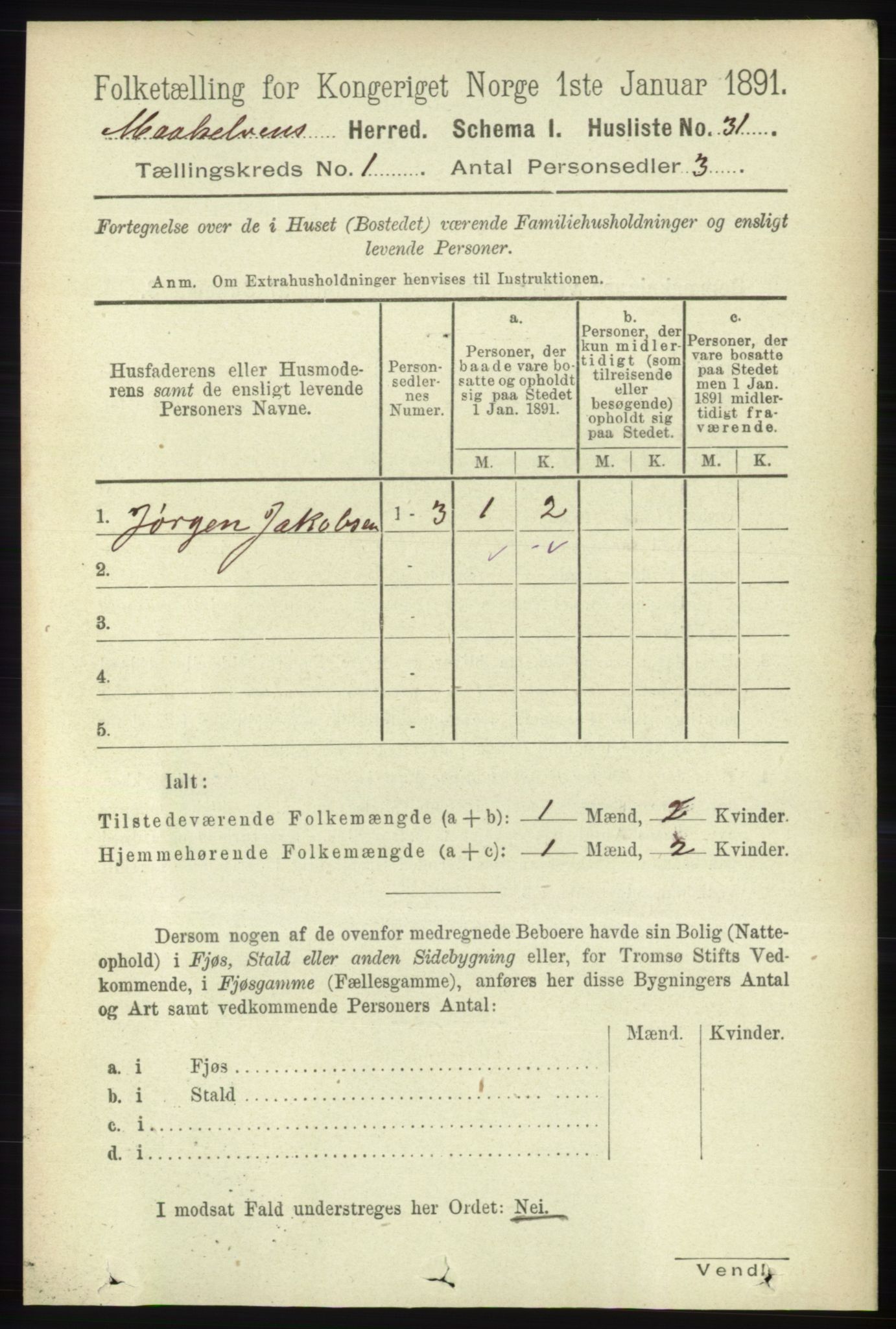 RA, 1891 census for 1924 Målselv, 1891, p. 61