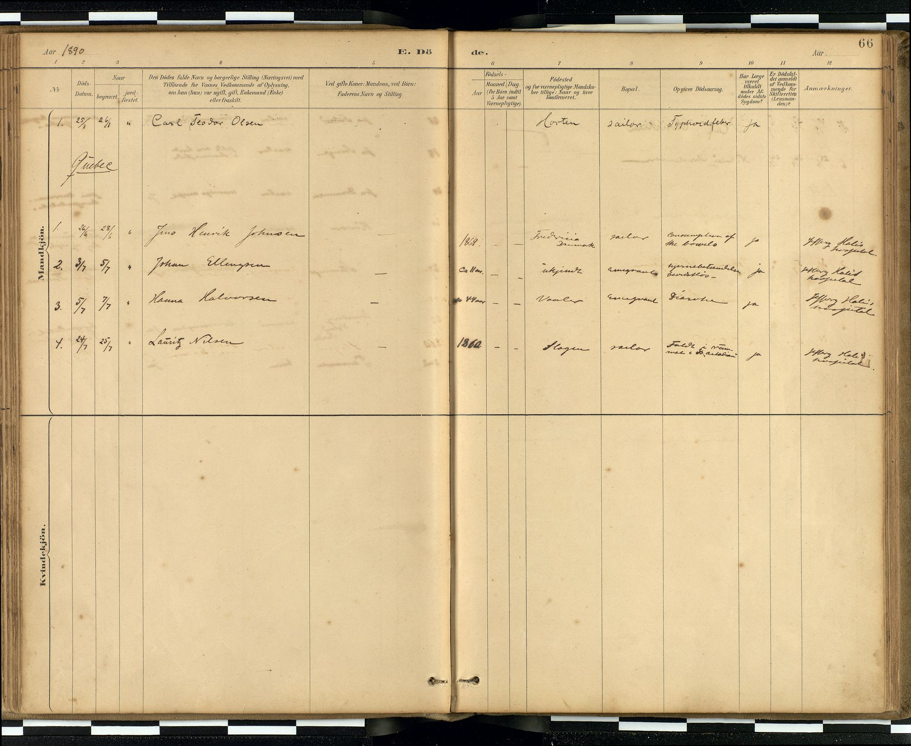 Den norske sjømannsmisjon i utlandet / Quebec (Canada) samt Pensacola--Savannah-Mobile-New Orleans-Gulfport (Gulfhamnene i USA), SAB/SAB/PA-0114/H/Ha/L0001: Parish register (official) no. A 1, 1887-1924, p. 65b-66a