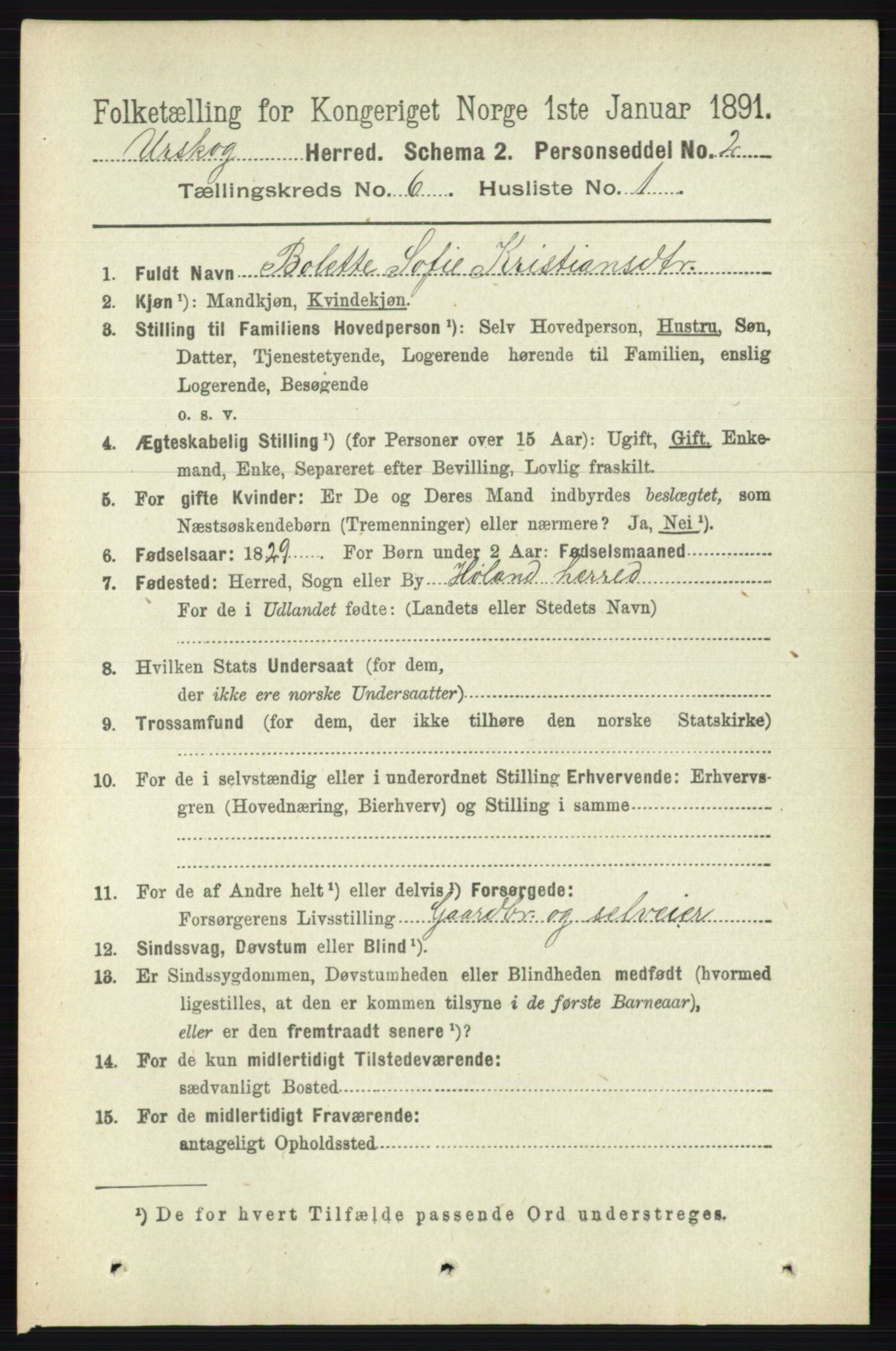 RA, 1891 census for 0224 Aurskog, 1891, p. 2738