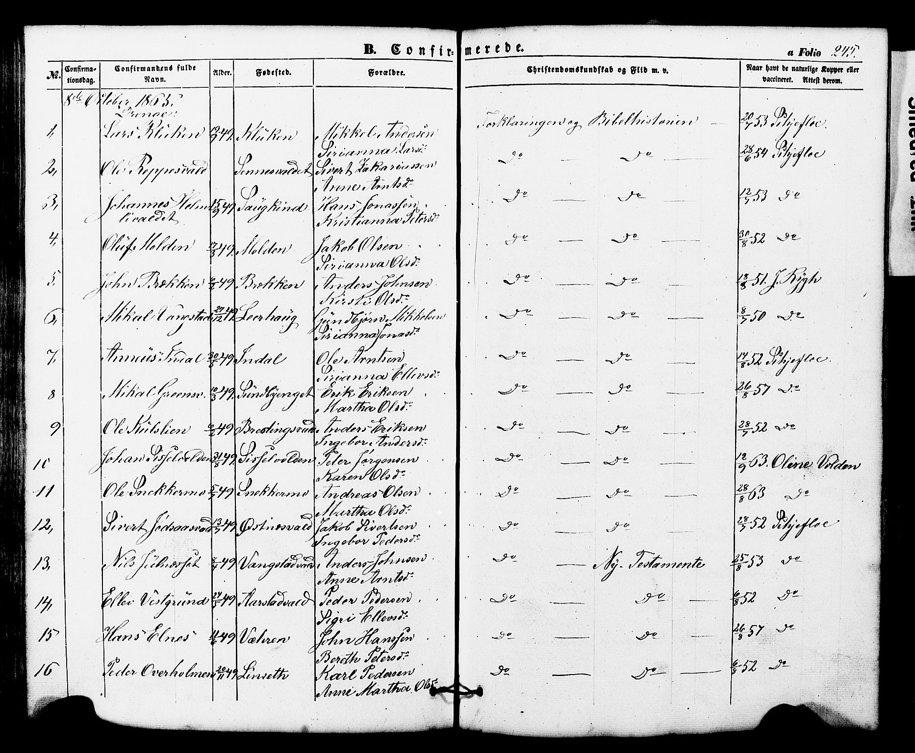 Ministerialprotokoller, klokkerbøker og fødselsregistre - Nord-Trøndelag, AV/SAT-A-1458/724/L0268: Parish register (copy) no. 724C04, 1846-1878, p. 245