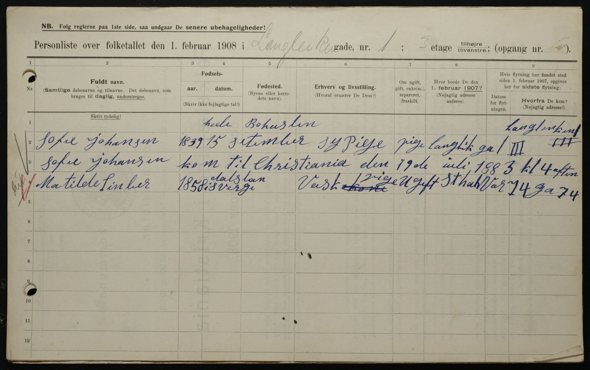 OBA, Municipal Census 1908 for Kristiania, 1908, p. 51074