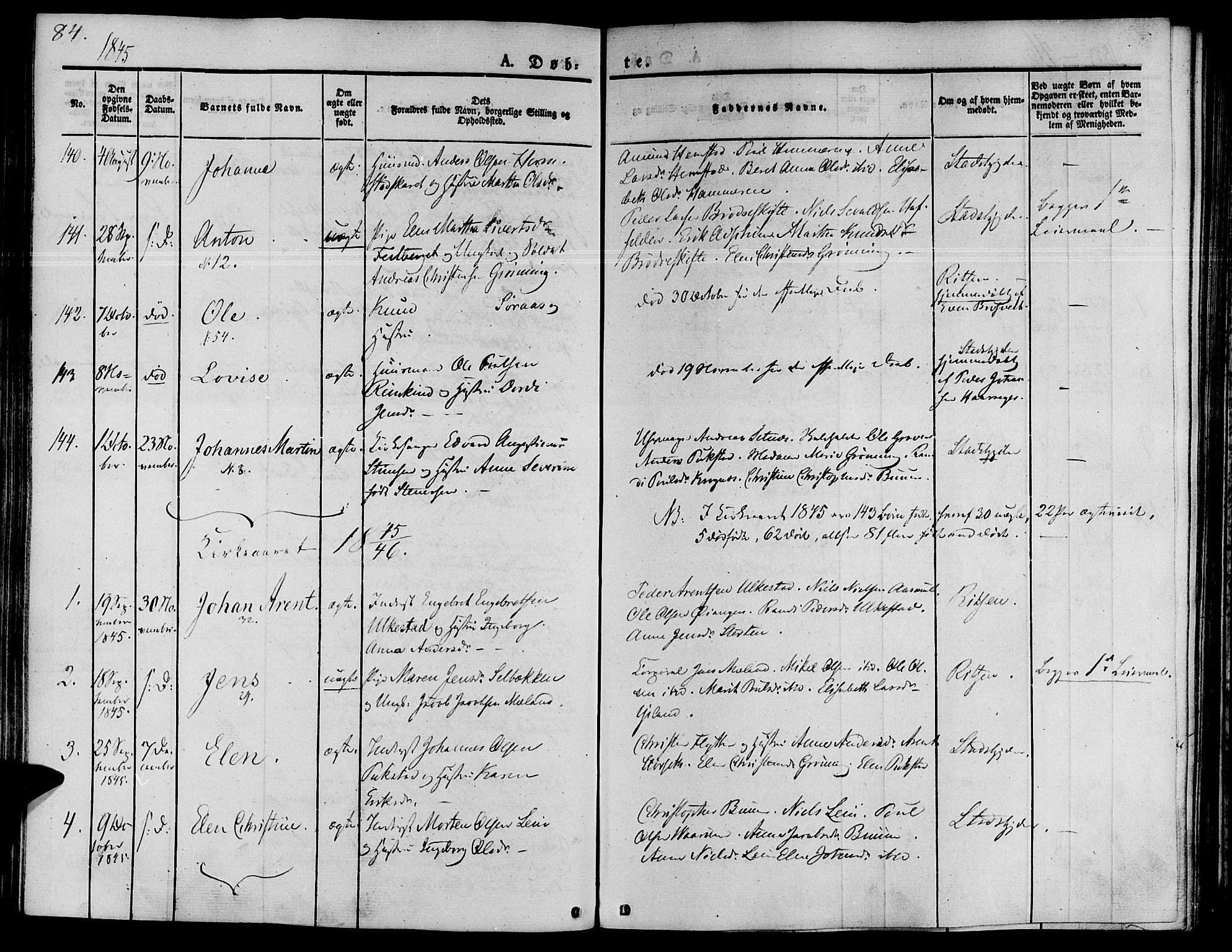 Ministerialprotokoller, klokkerbøker og fødselsregistre - Sør-Trøndelag, SAT/A-1456/646/L0610: Parish register (official) no. 646A08, 1837-1847, p. 84