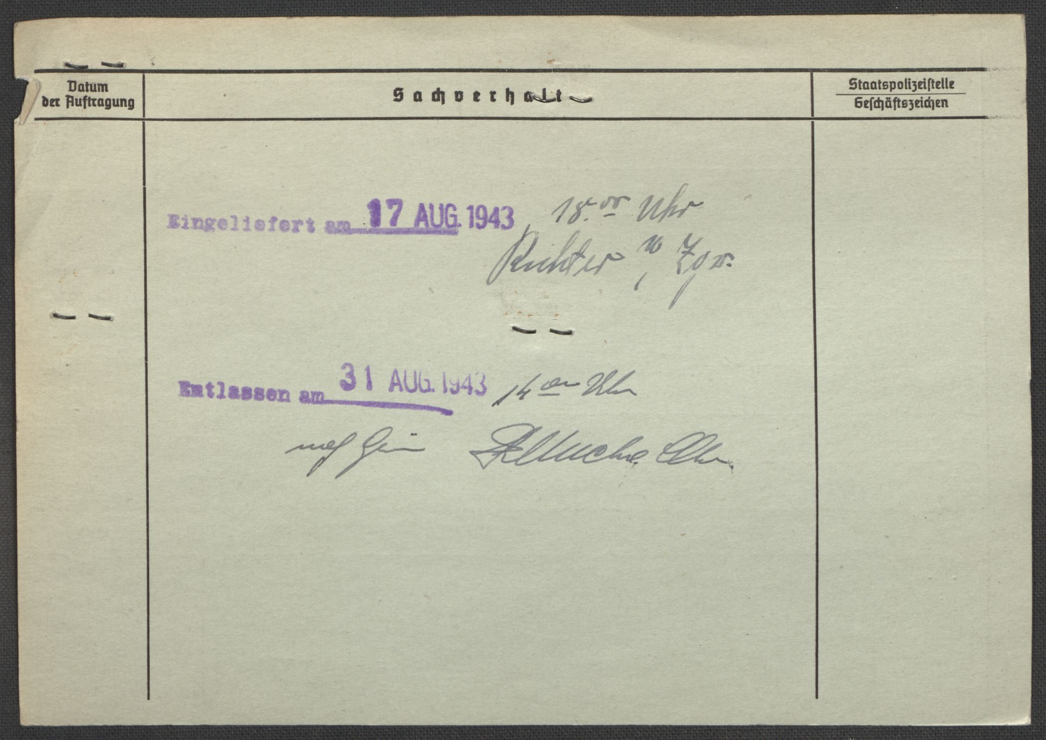 Befehlshaber der Sicherheitspolizei und des SD, AV/RA-RAFA-5969/E/Ea/Eaa/L0001: Register over norske fanger i Møllergata 19: A-Bj, 1940-1945, p. 1288