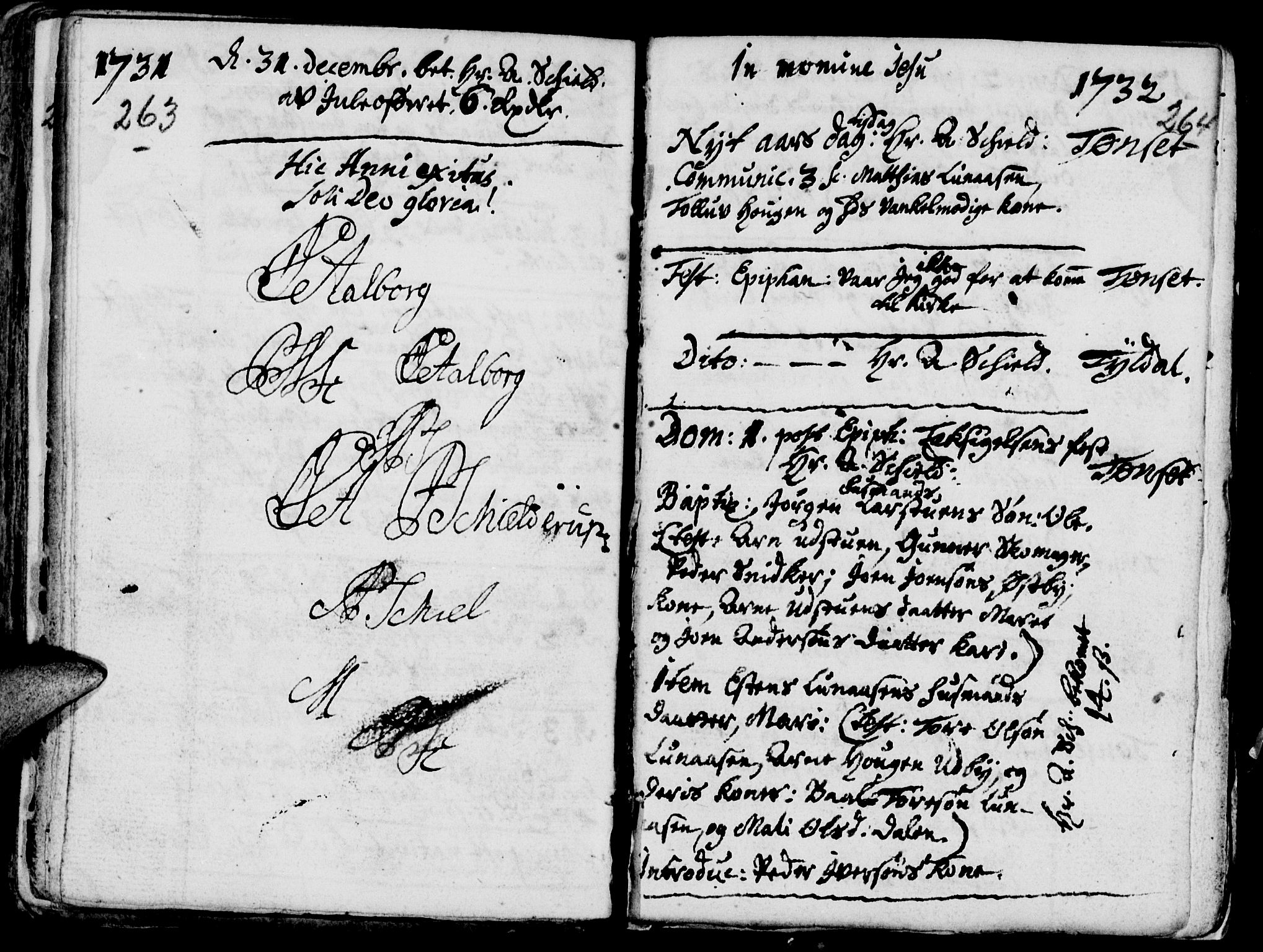 Tynset prestekontor, SAH/PREST-058/H/Ha/Haa/L0001: Parish register (official) no. 1, 1722-1732, p. 263-264