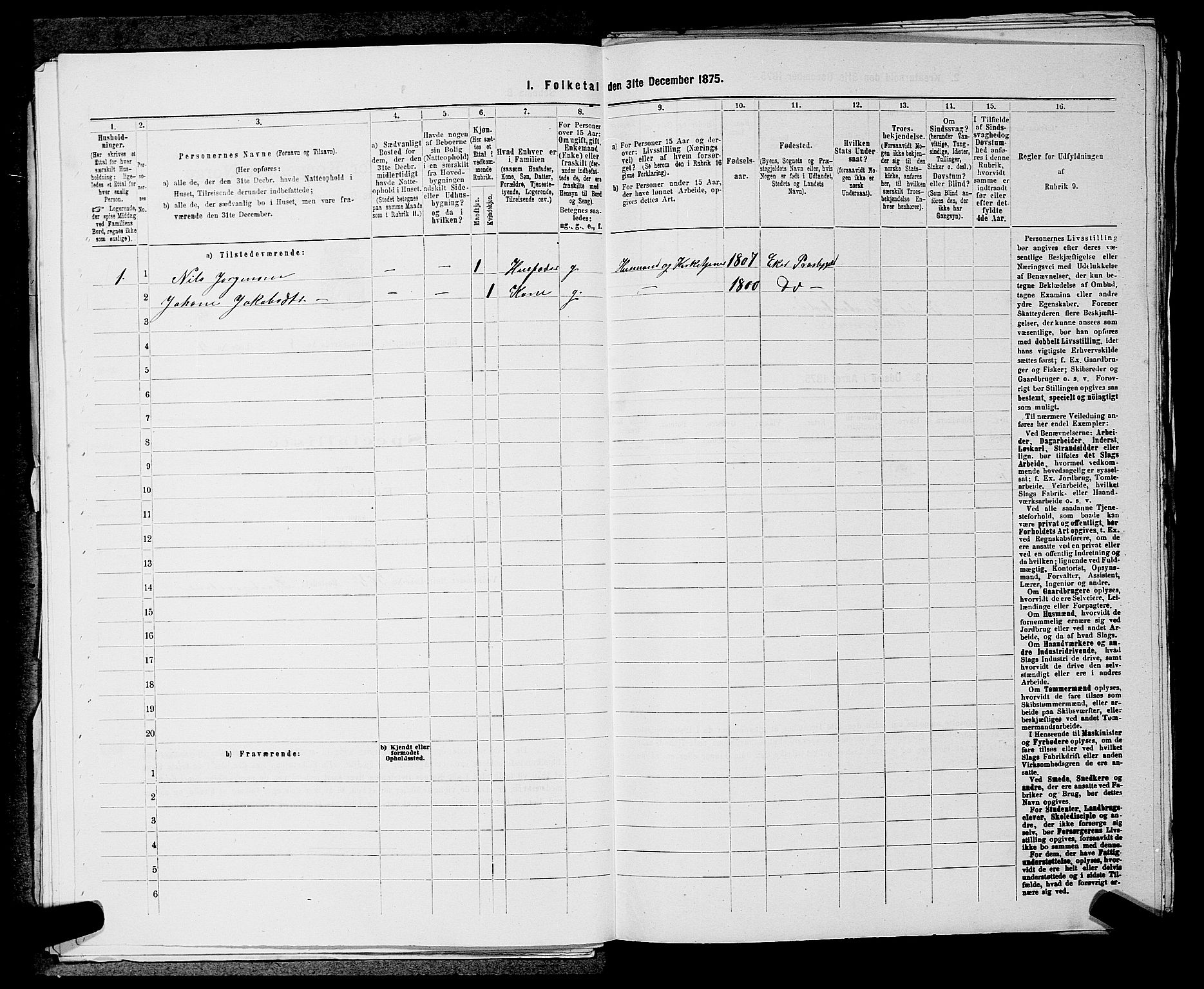 SAKO, 1875 census for 0624P Eiker, 1875, p. 1443