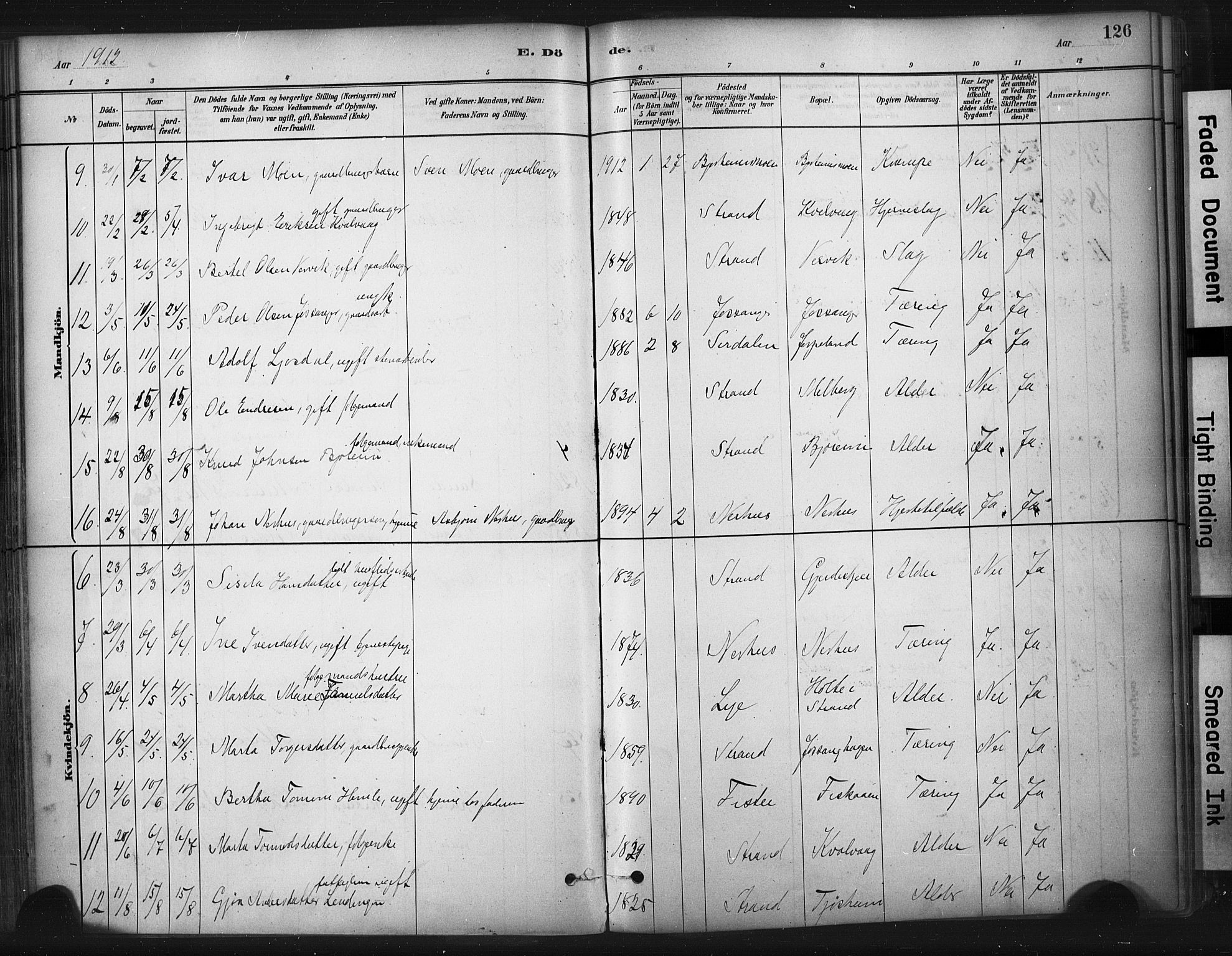 Strand sokneprestkontor, AV/SAST-A-101828/H/Ha/Haa/L0010: Parish register (official) no. A 10, 1882-1929, p. 126