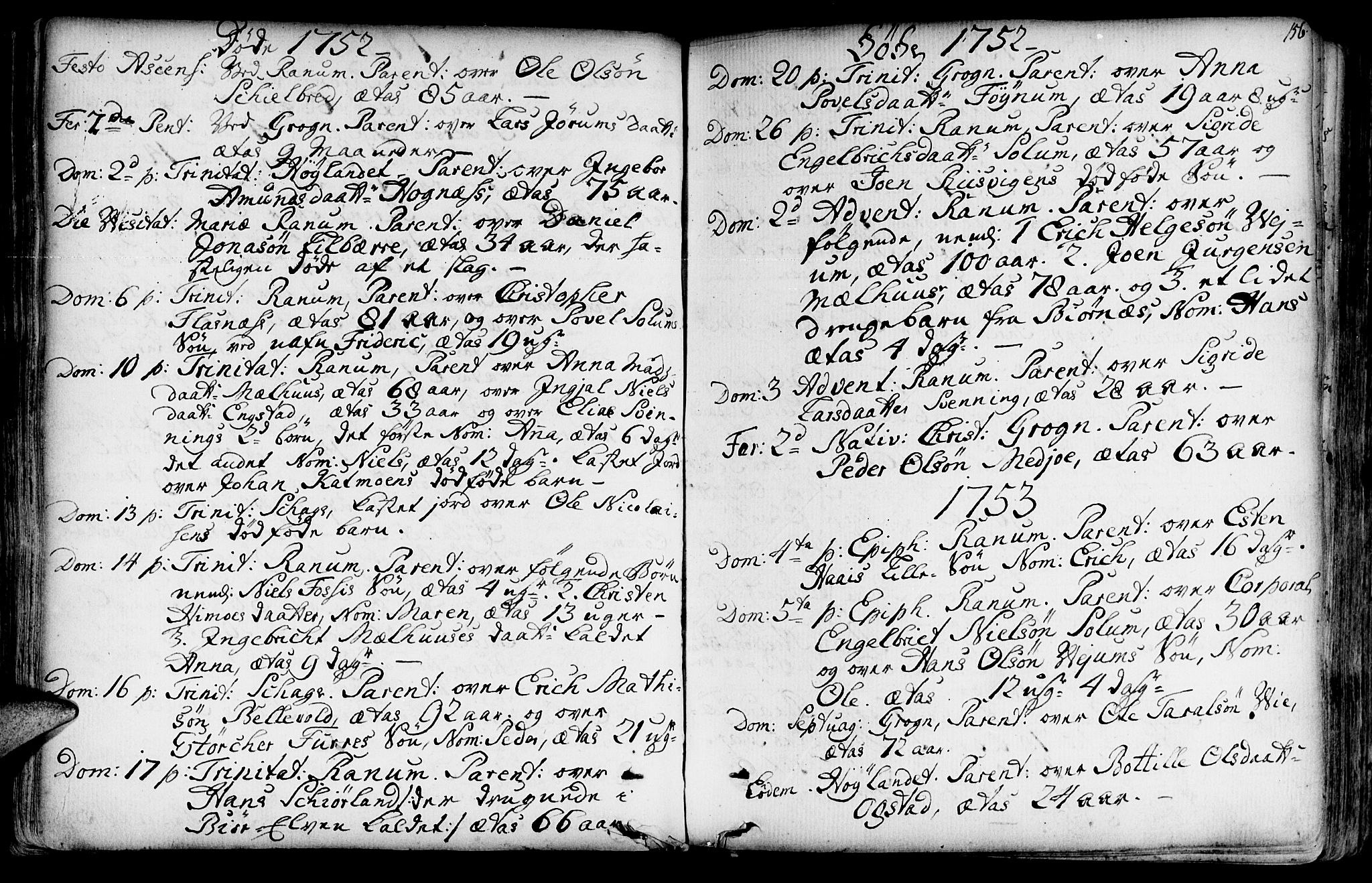 Ministerialprotokoller, klokkerbøker og fødselsregistre - Nord-Trøndelag, SAT/A-1458/764/L0542: Parish register (official) no. 764A02, 1748-1779, p. 156