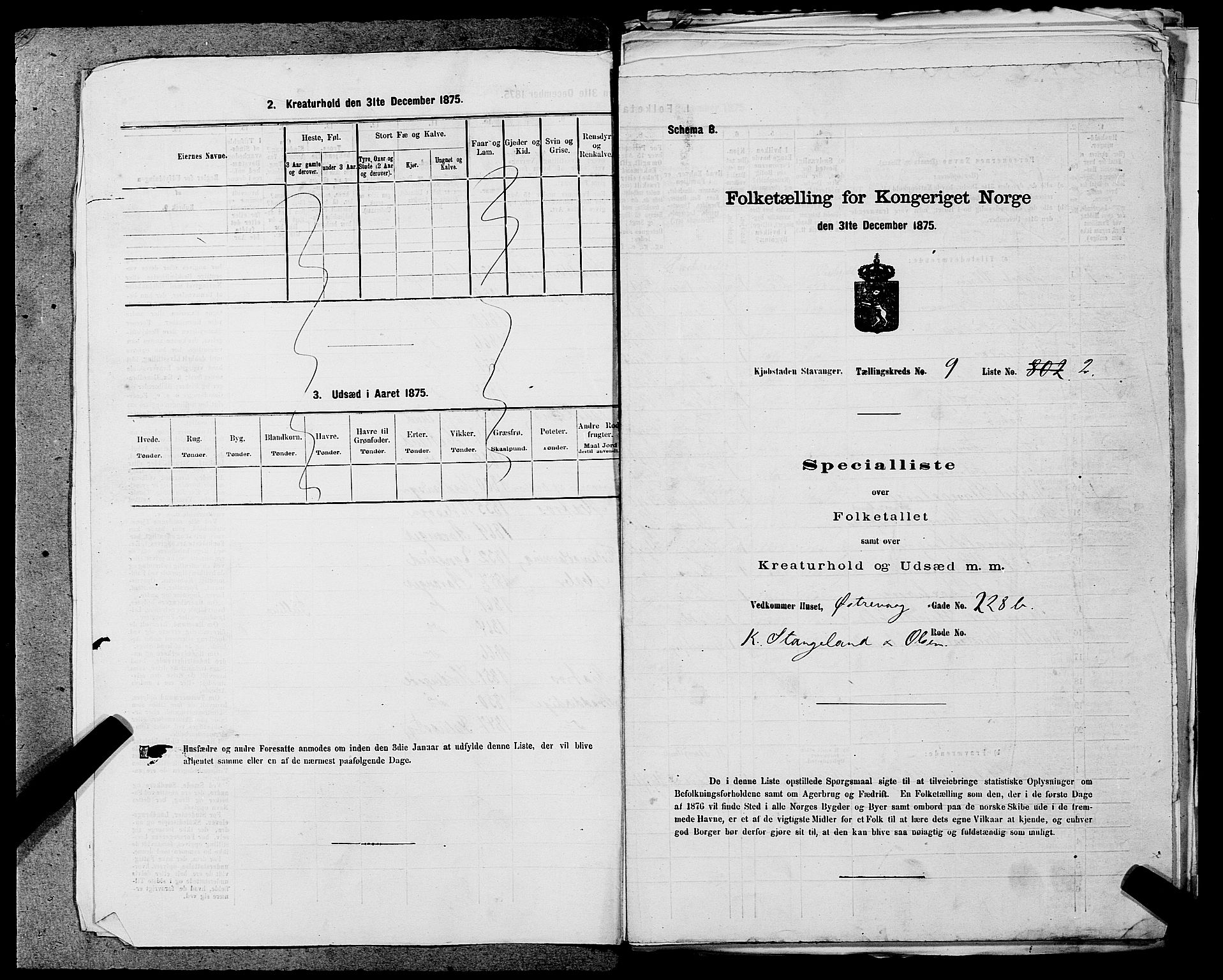 SAST, 1875 census for 1103 Stavanger, 1875, p. 1600