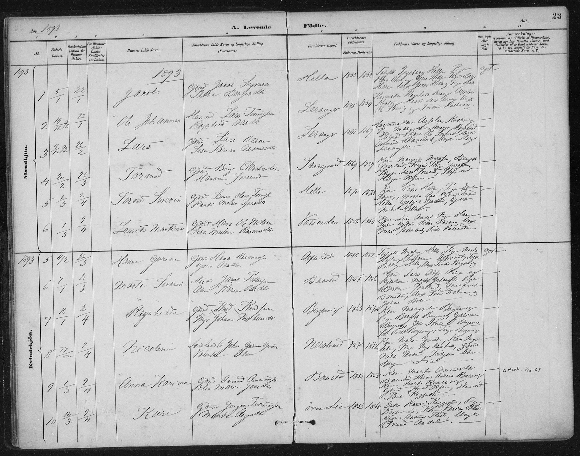 Nedstrand sokneprestkontor, AV/SAST-A-101841/01/IV: Parish register (official) no. A 12, 1887-1915, p. 23