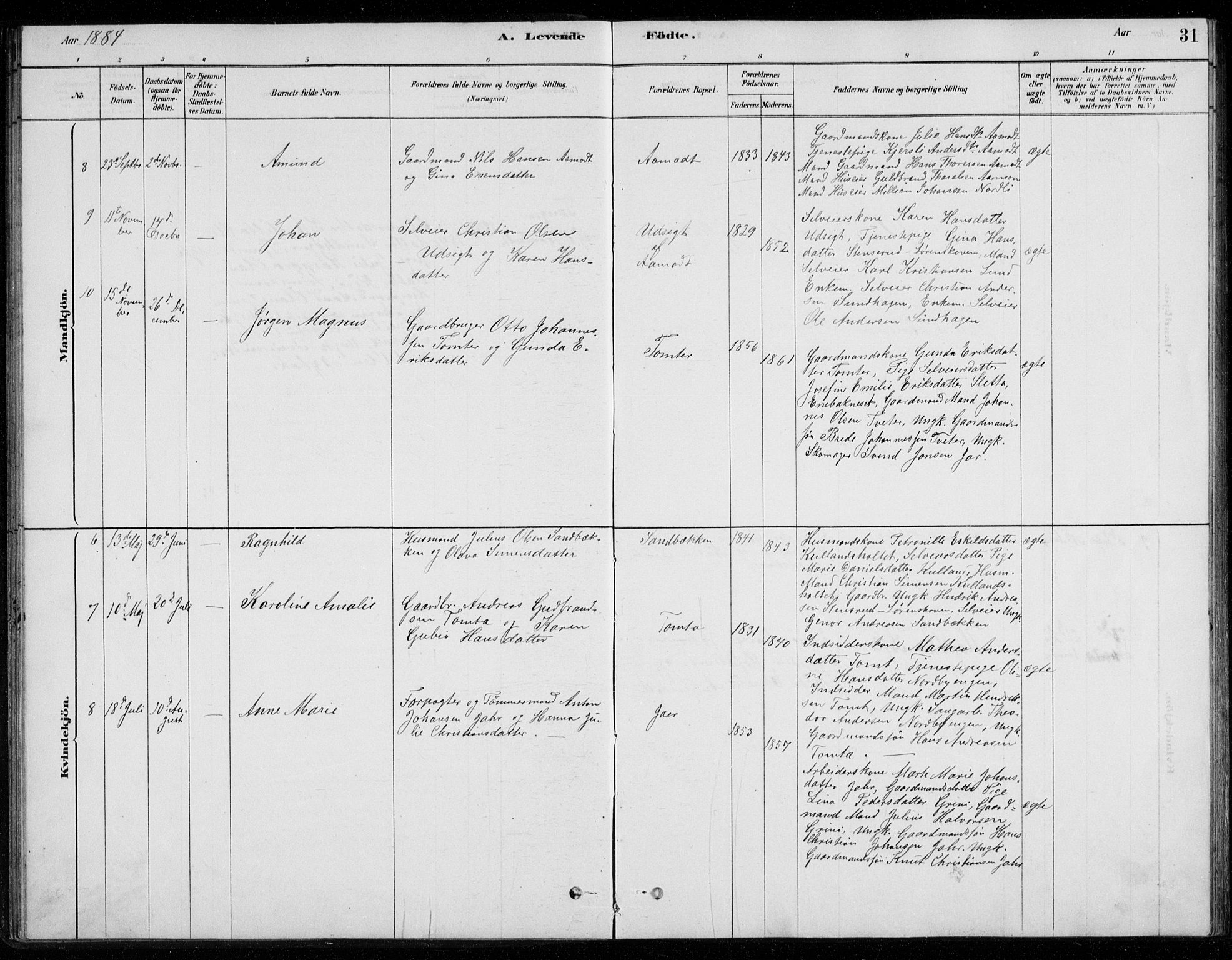 Fet prestekontor Kirkebøker, SAO/A-10370a/G/Gb/L0002: Parish register (copy) no. II 2, 1878-1911, p. 31