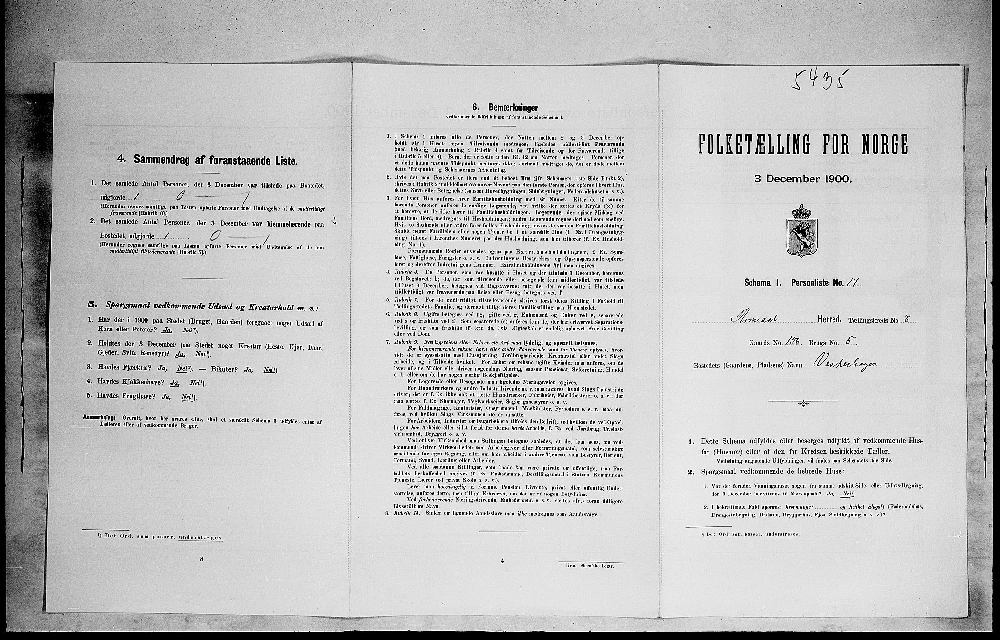 SAH, 1900 census for Romedal, 1900, p. 1274