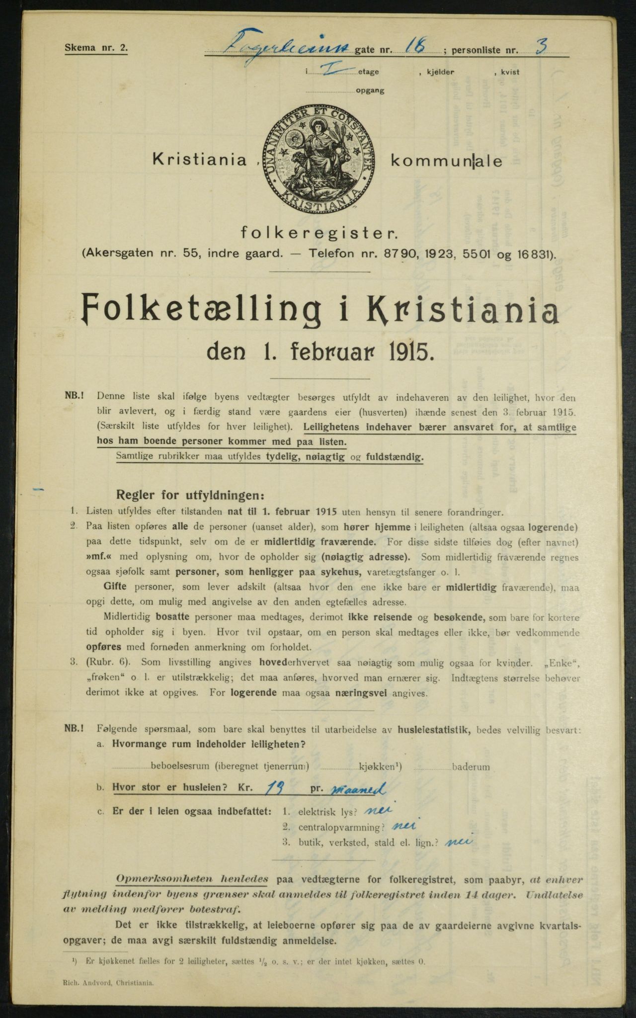 OBA, Municipal Census 1915 for Kristiania, 1915, p. 22719