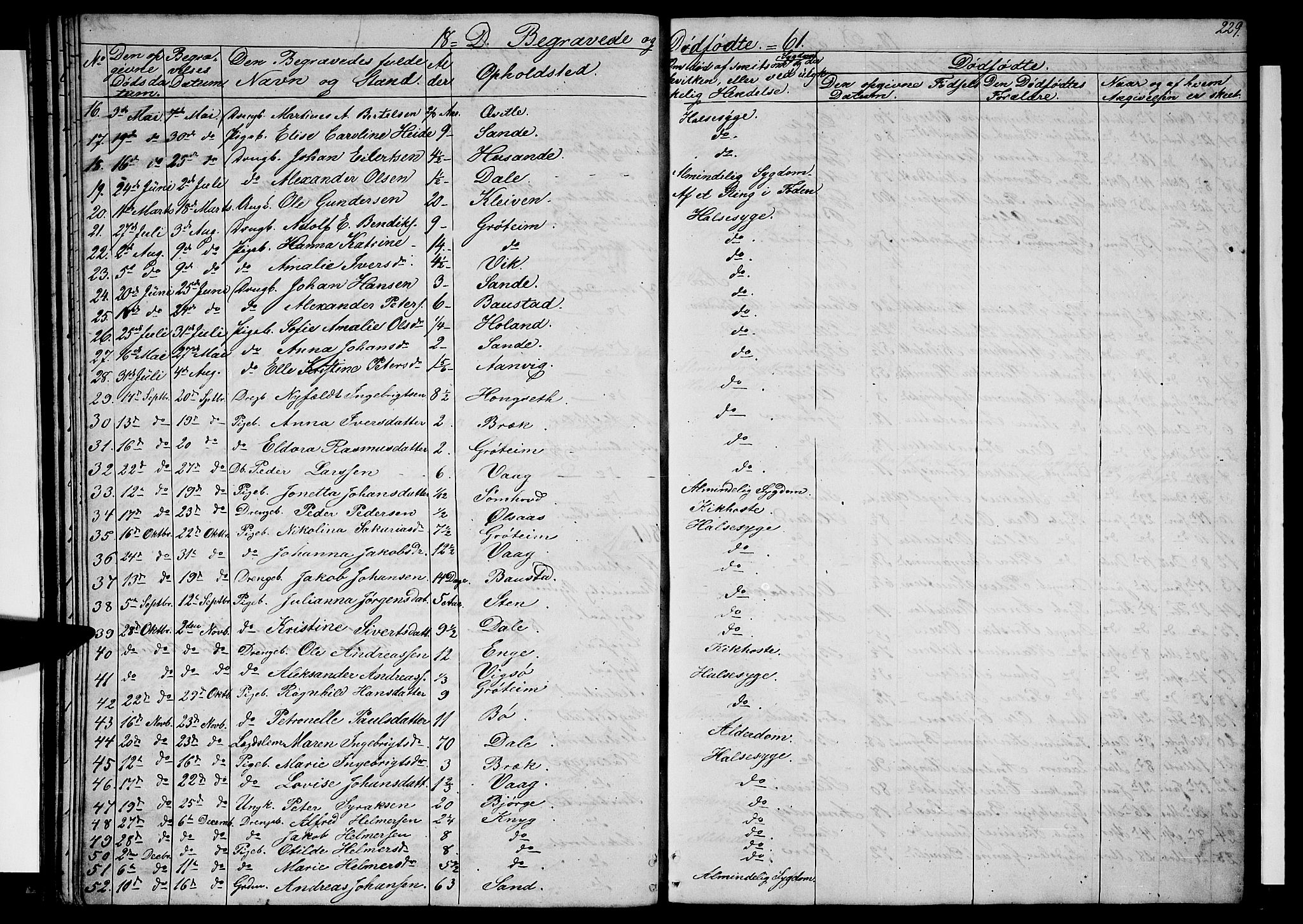 Ministerialprotokoller, klokkerbøker og fødselsregistre - Nordland, AV/SAT-A-1459/812/L0187: Parish register (copy) no. 812C05, 1850-1883, p. 229