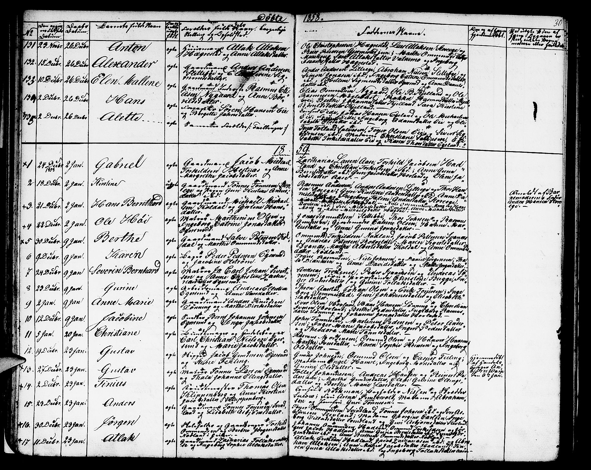 Eigersund sokneprestkontor, AV/SAST-A-101807/S09/L0004: Parish register (copy) no. B 4, 1855-1871, p. 30