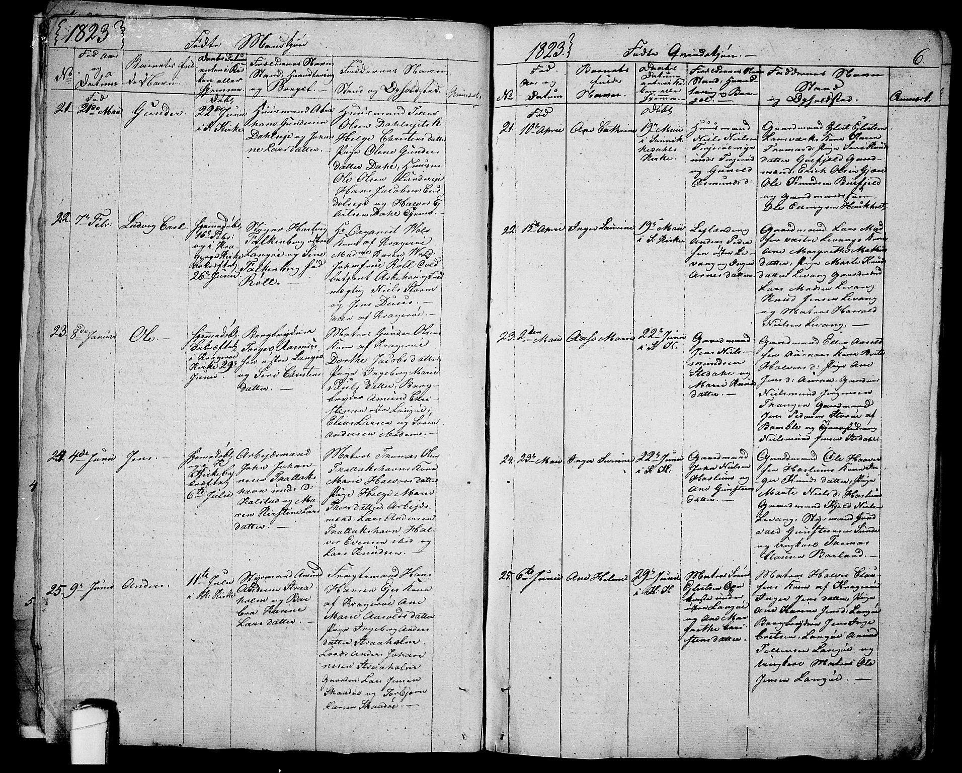 Sannidal kirkebøker, SAKO/A-296/F/Fa/L0005: Parish register (official) no. 5, 1823-1830, p. 6