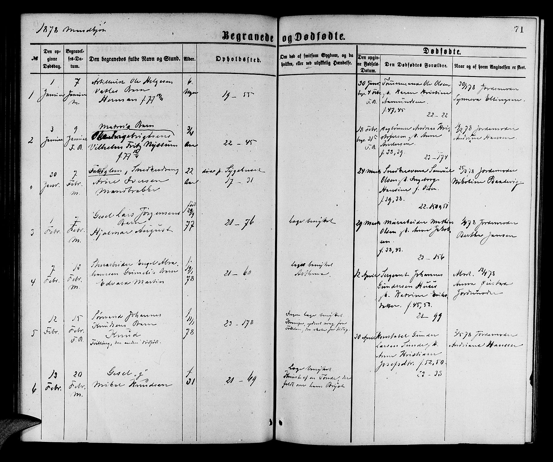Korskirken sokneprestembete, SAB/A-76101/H/Hab: Parish register (copy) no. E 3, 1871-1883, p. 71