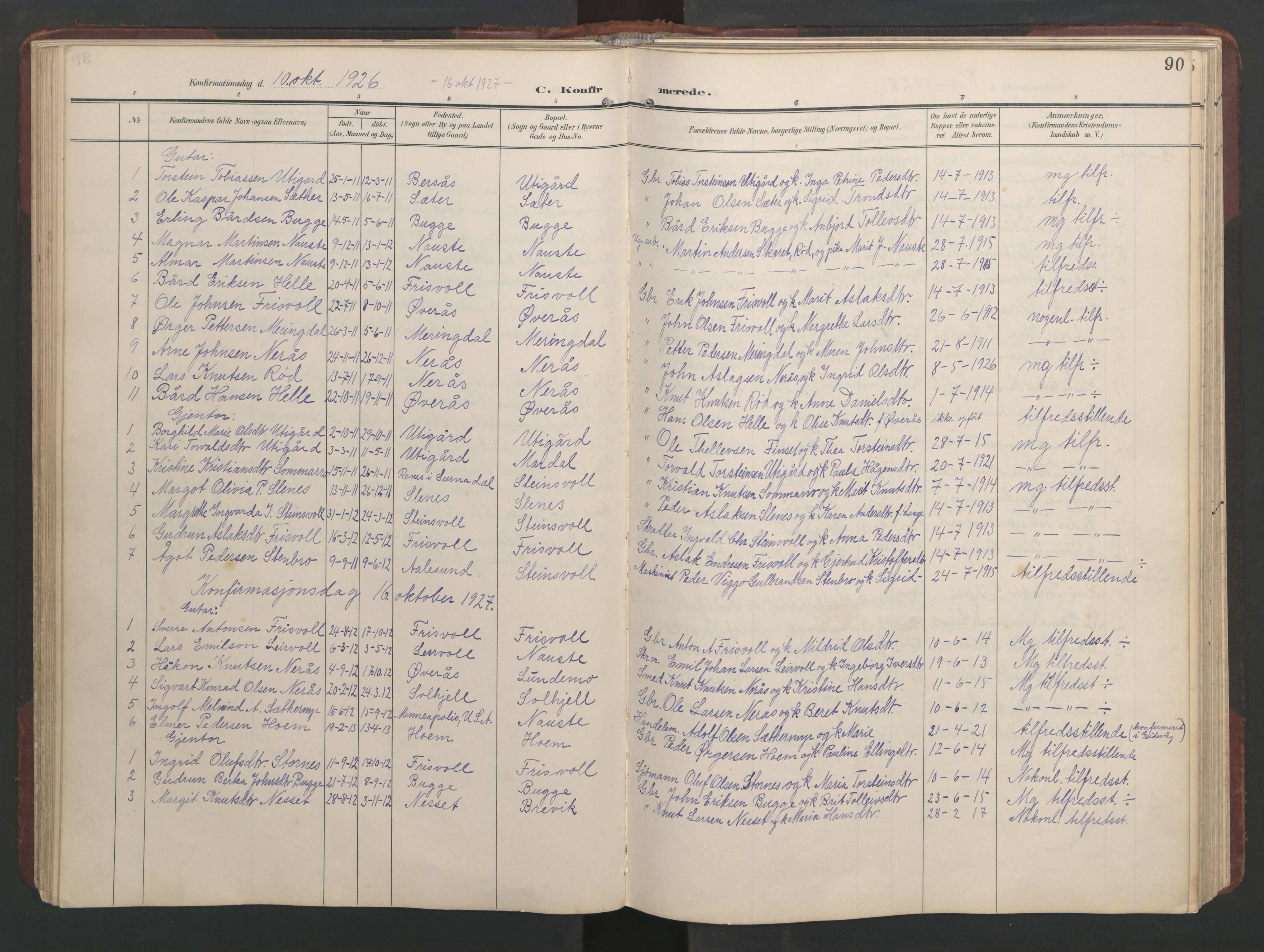 Ministerialprotokoller, klokkerbøker og fødselsregistre - Møre og Romsdal, AV/SAT-A-1454/552/L0639: Parish register (copy) no. 552C02, 1903-1960, p. 90