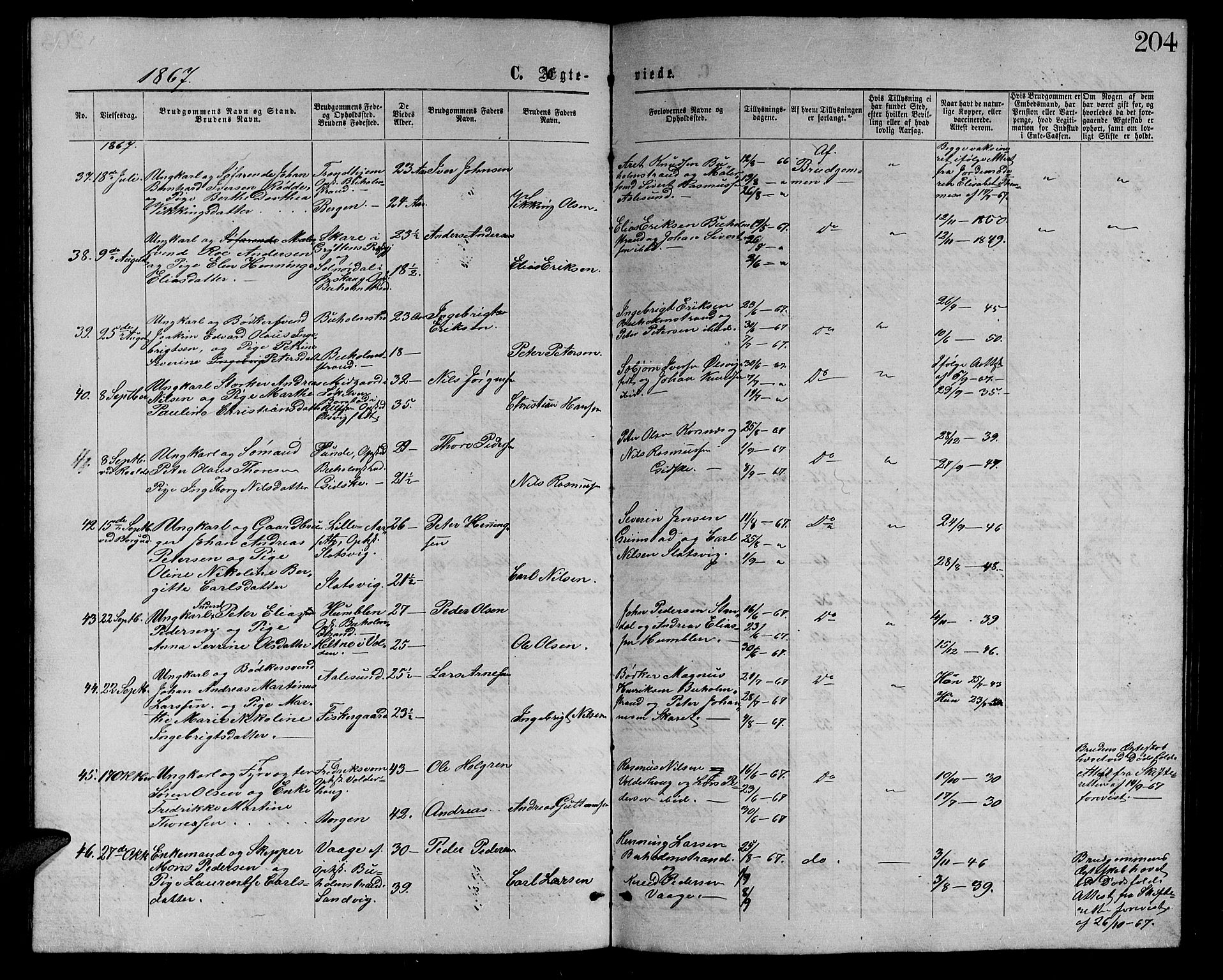 Ministerialprotokoller, klokkerbøker og fødselsregistre - Møre og Romsdal, AV/SAT-A-1454/528/L0428: Parish register (copy) no. 528C09, 1864-1880, p. 204