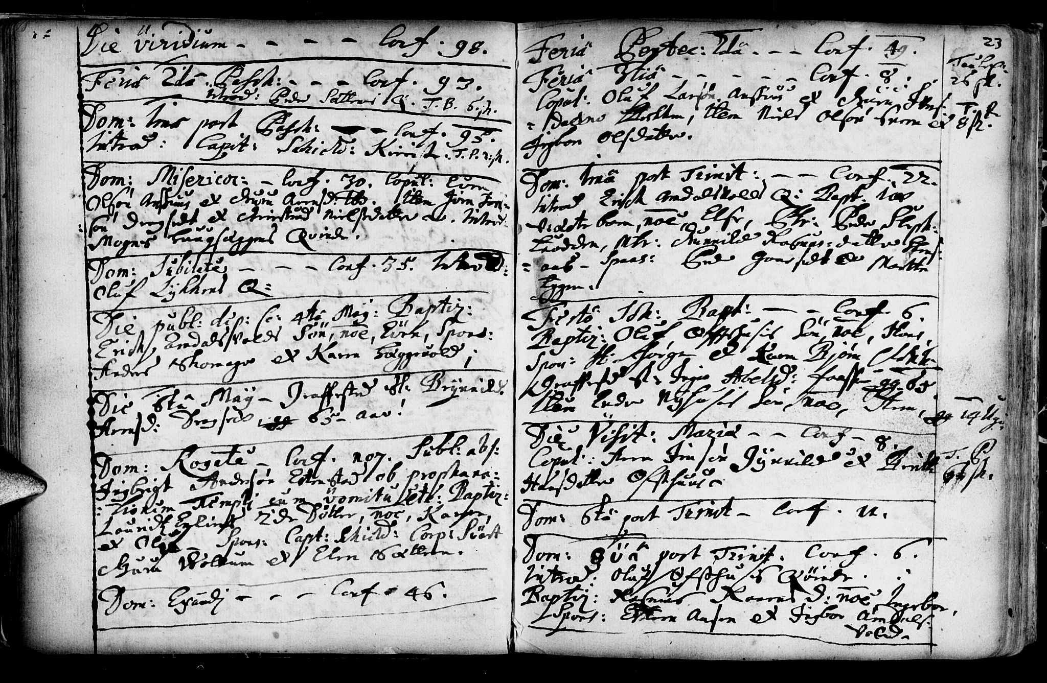 Ministerialprotokoller, klokkerbøker og fødselsregistre - Sør-Trøndelag, AV/SAT-A-1456/689/L1036: Parish register (official) no. 689A01, 1696-1746, p. 23