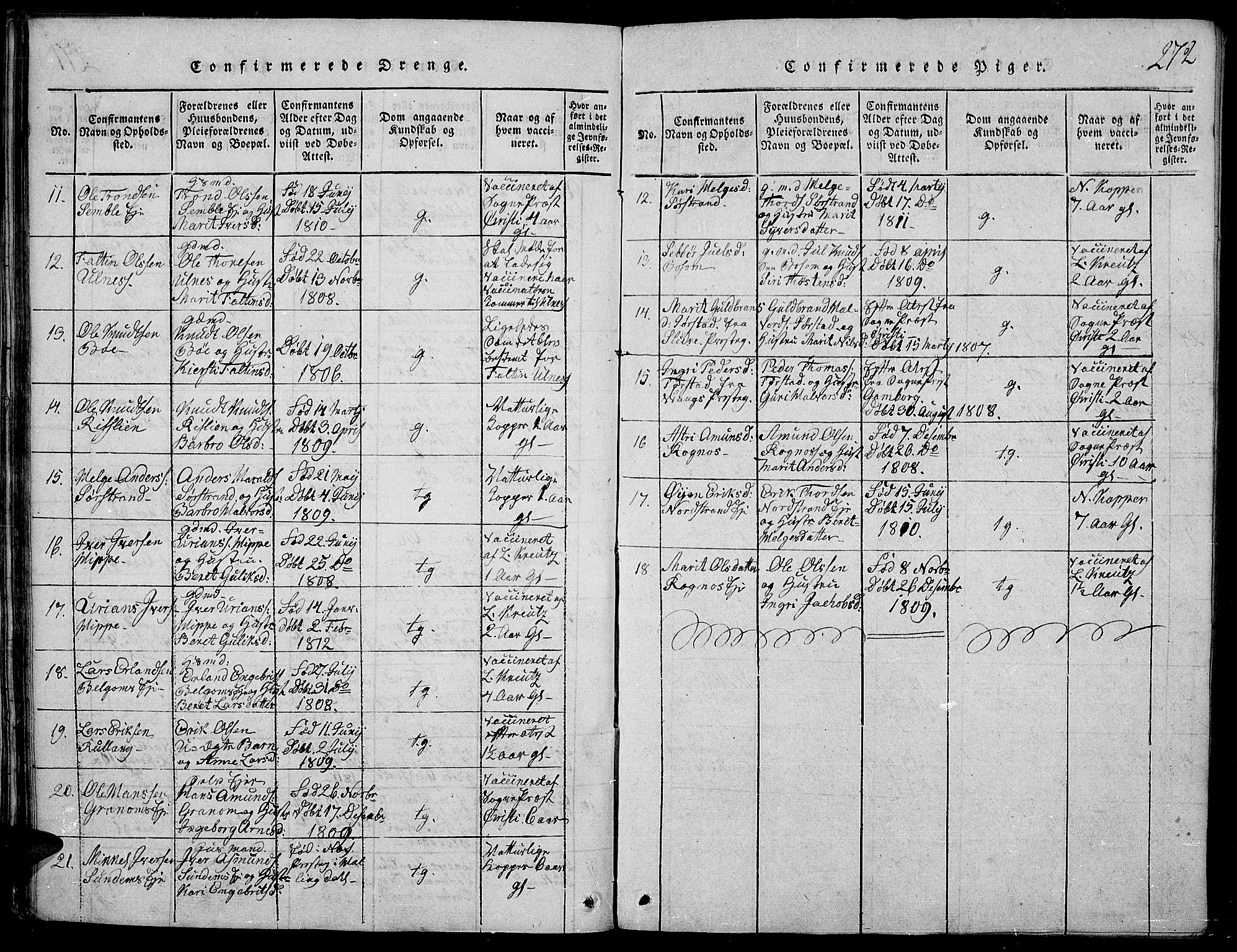 Nord-Aurdal prestekontor, AV/SAH-PREST-132/H/Ha/Haa/L0002: Parish register (official) no. 2, 1816-1828, p. 272