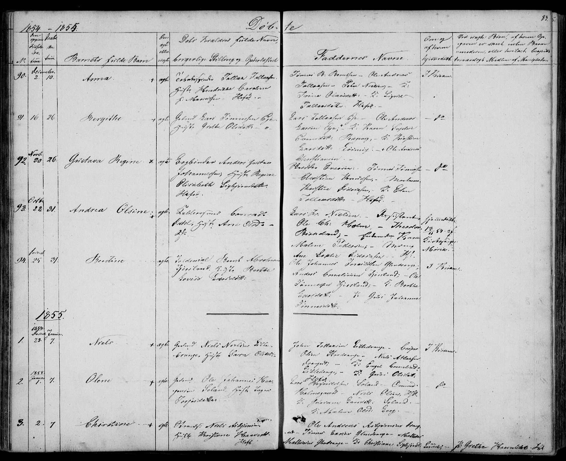 Flekkefjord sokneprestkontor, SAK/1111-0012/F/Fb/Fbc/L0005: Parish register (copy) no. B 5, 1846-1866, p. 83