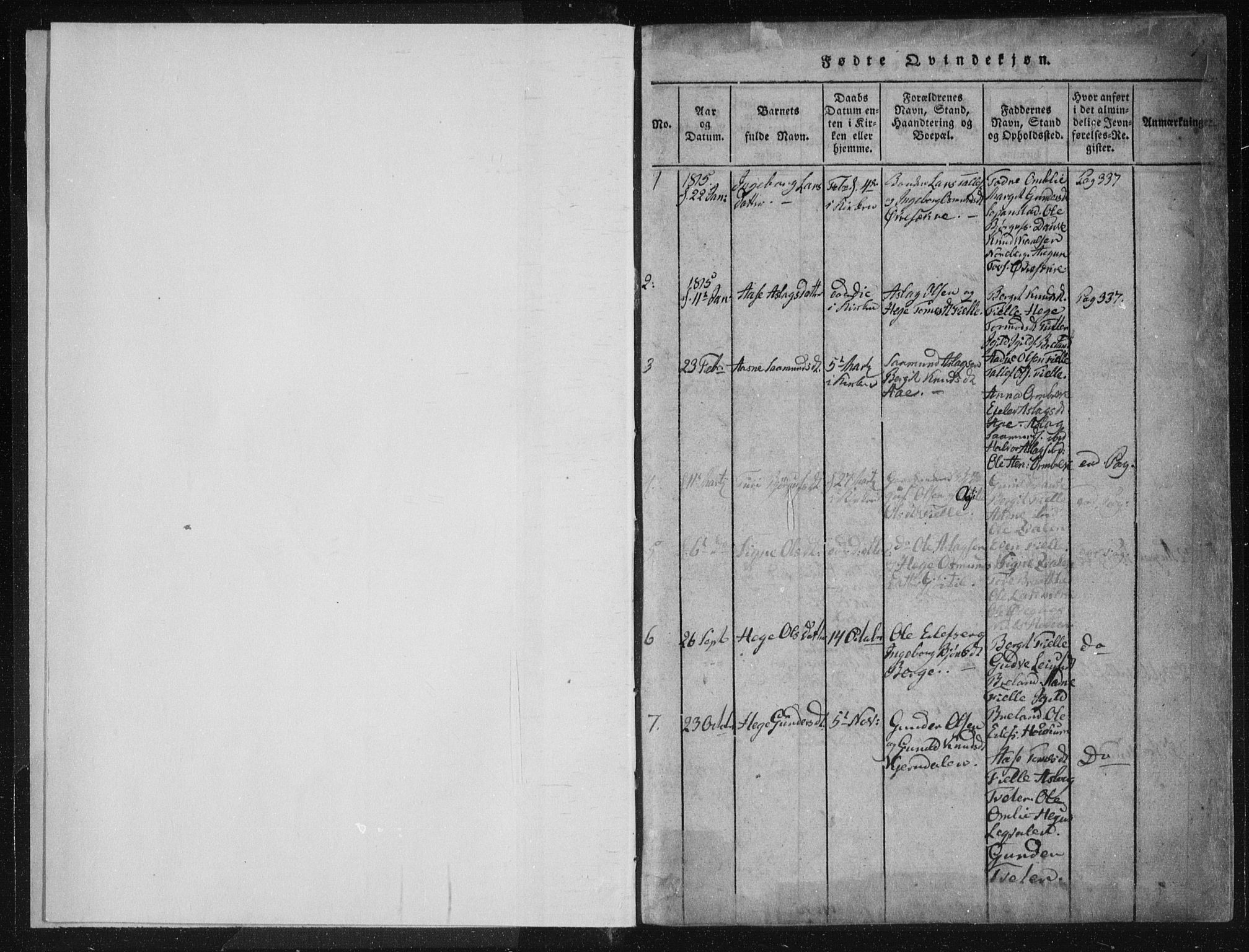 Lårdal kirkebøker, SAKO/A-284/F/Fc/L0001: Parish register (official) no. III 1, 1815-1860, p. 1