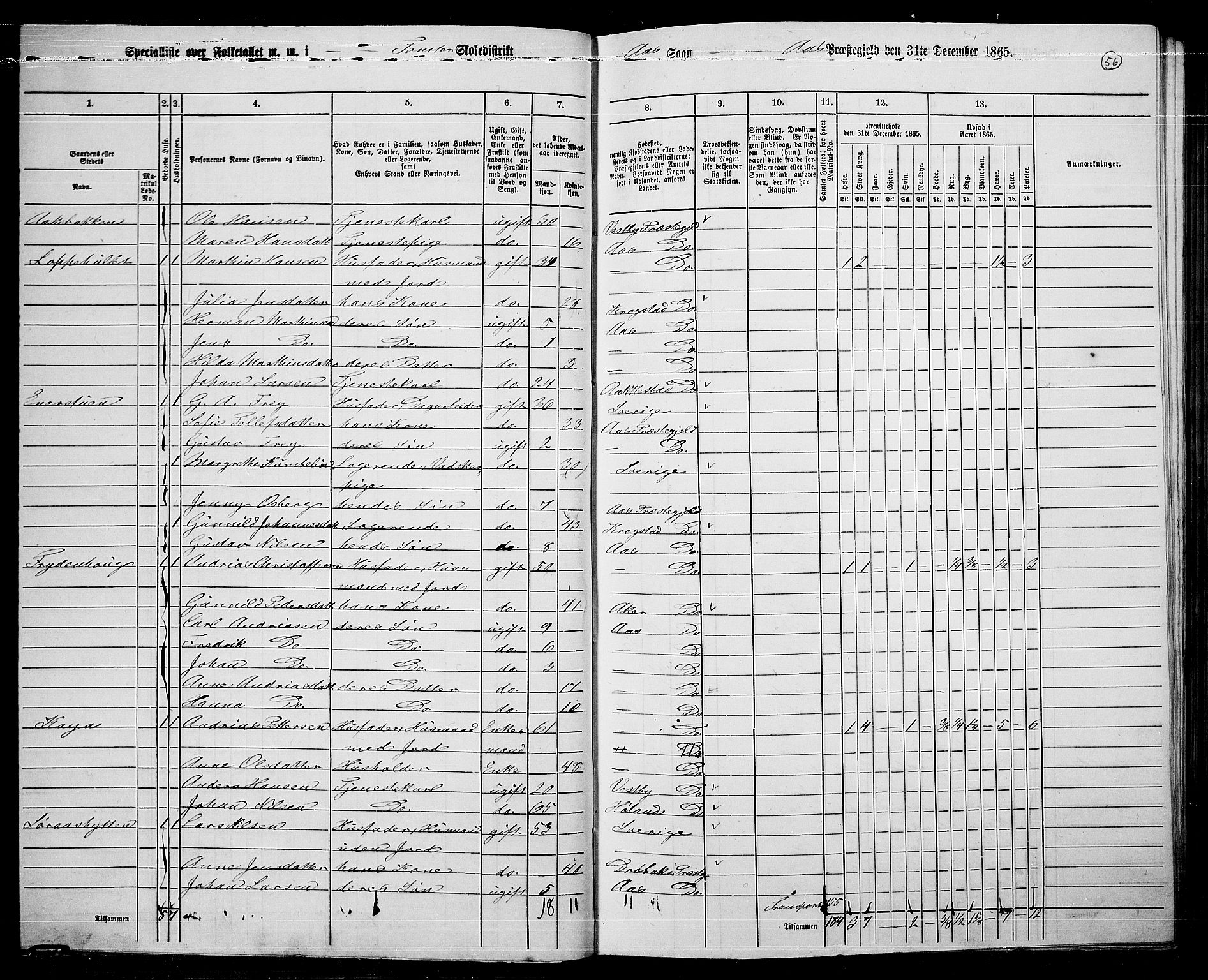 RA, 1865 census for Ås, 1865, p. 49