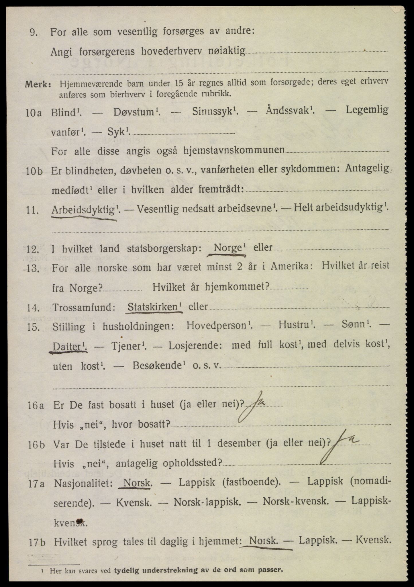 SAT, 1920 census for Kolvereid, 1920, p. 2446